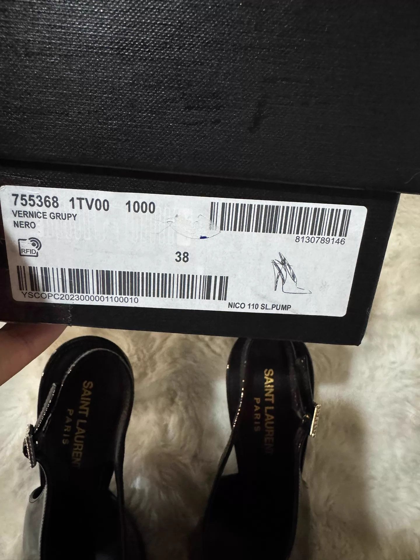 Saint Laurent Paris YSL crystal patent leather heels 38 new Size US 7 / IT 37 - 7 Thumbnail