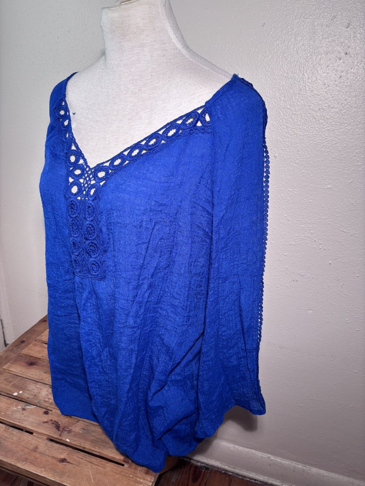 Other Zac & Rachel Lace Trim Peasant Blouse Size XXL / US 16-18 / IT 52-54 - 7 Thumbnail