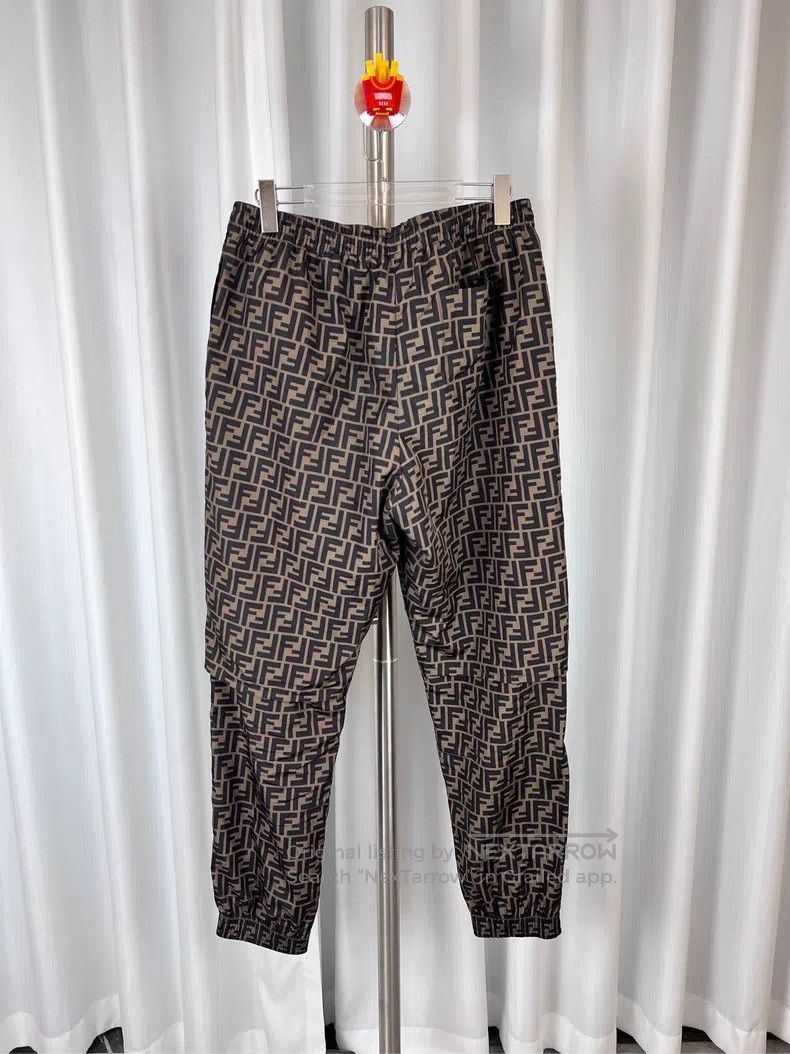Fendi Fendi Brown full print nylon fabric drawstring casual pant Size US 32 / EU 48 - 2 Thumbnail