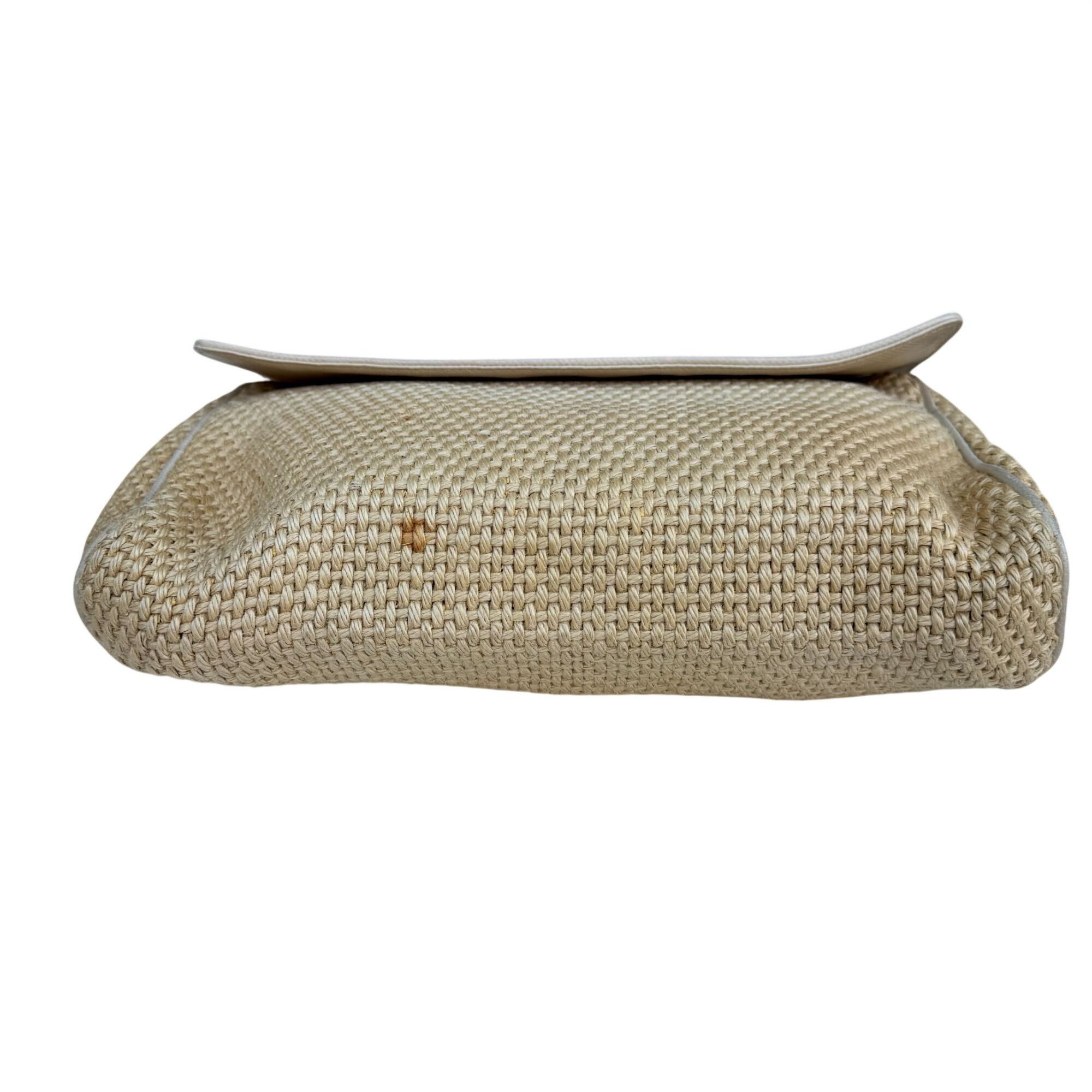 Bottega Veneta Bottega Veneta Vintage Woven Raffia Flap Clutch Bag Leather Size ONE SIZE - 8 Thumbnail