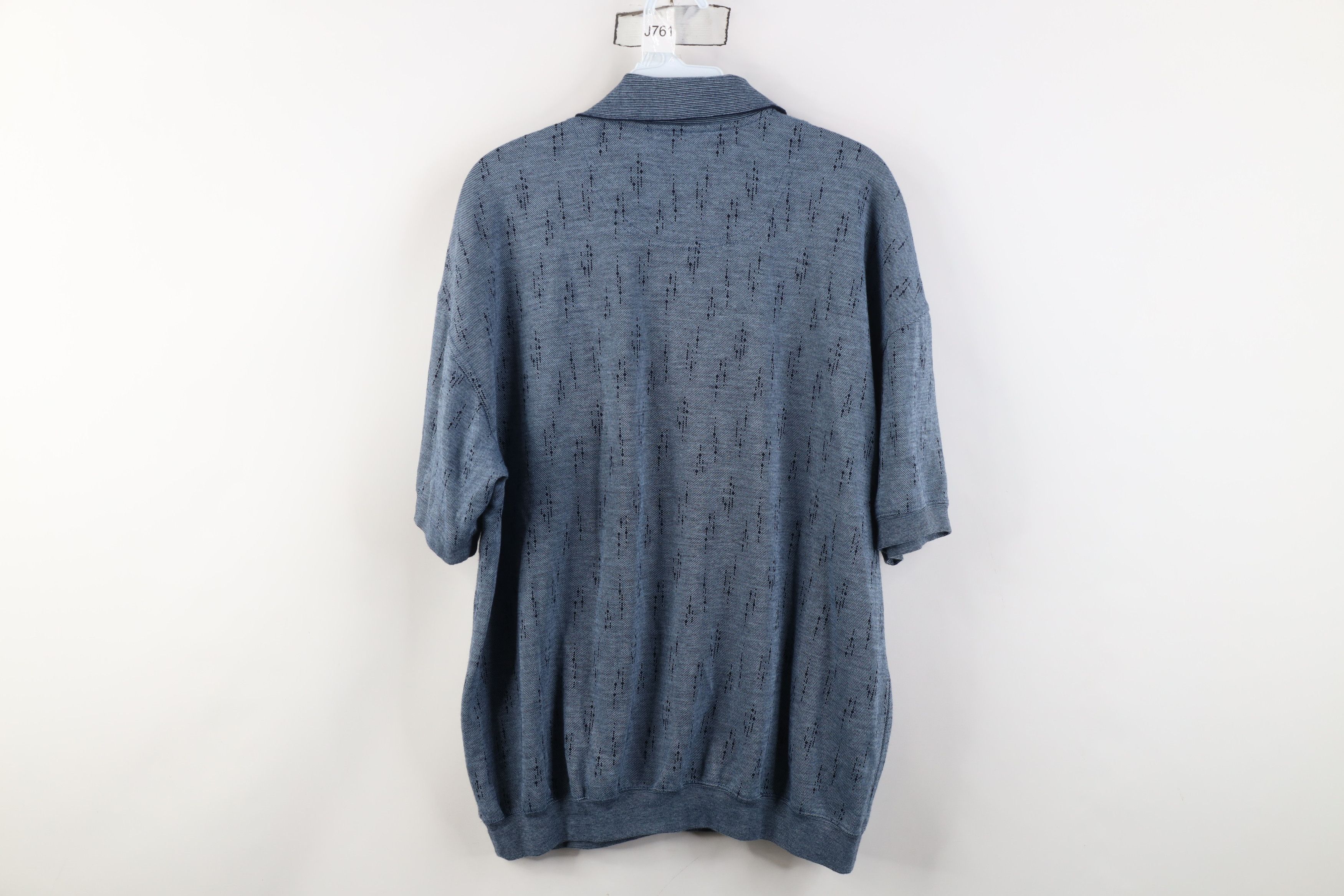 Vintage Vintage 90s Streetwear Fleck Knit Pullover Polo Shirt Blue Size US XL / EU 56 / 4 - 9 Thumbnail
