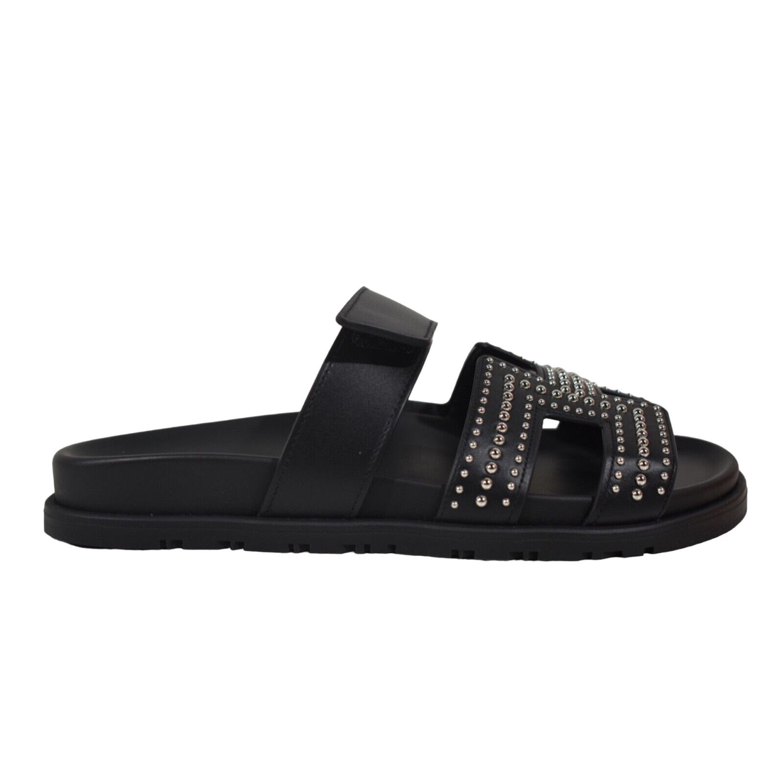 Hermes Hermes Chypre Sandal Black Silver Studded Stud H Logo Size US 7.5 / IT 37.5 - 2 Thumbnail