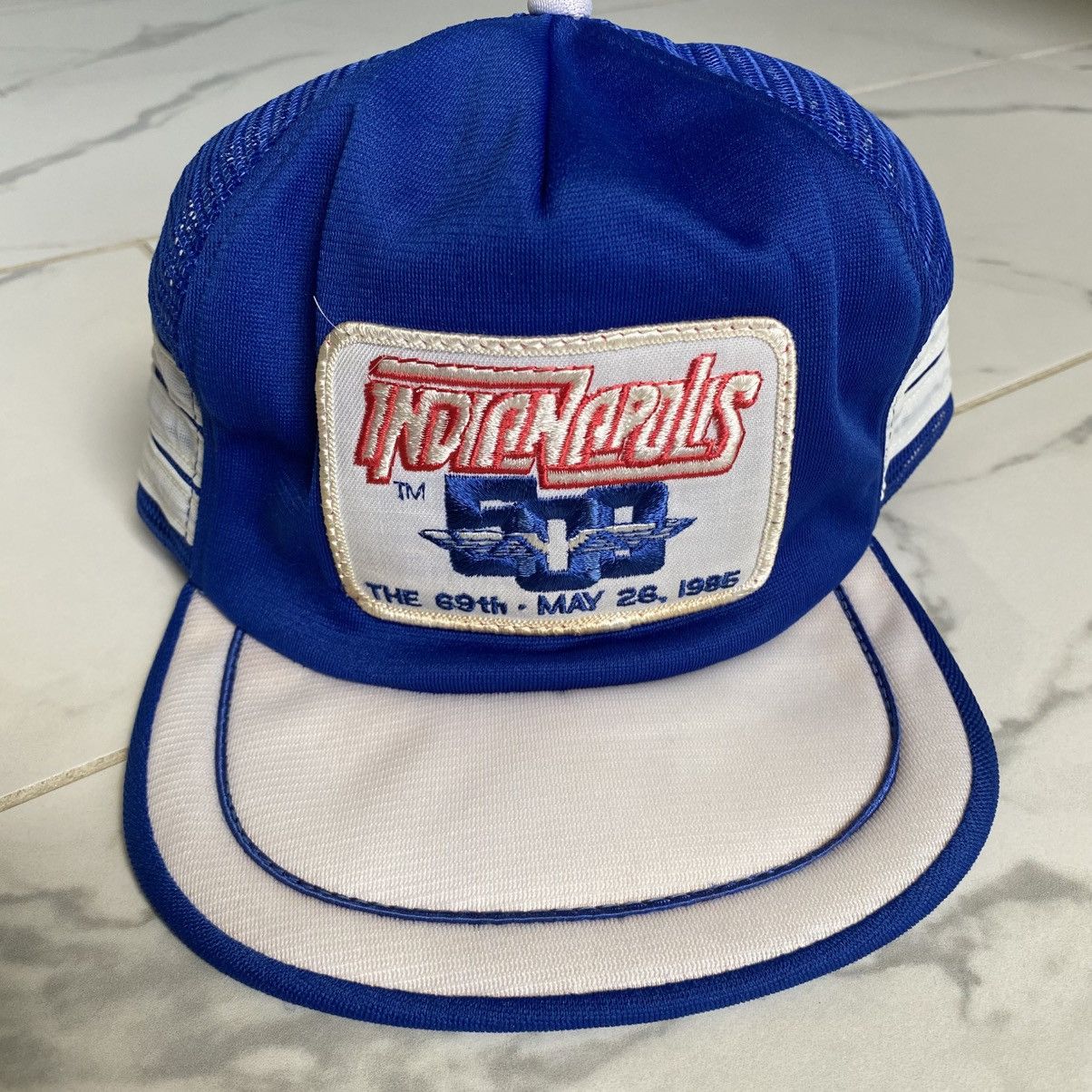 Vintage Vintage 1985 Indianapolis 500 Trucker Hat Three Stripe Blue Size ONE SIZE - 3 Thumbnail