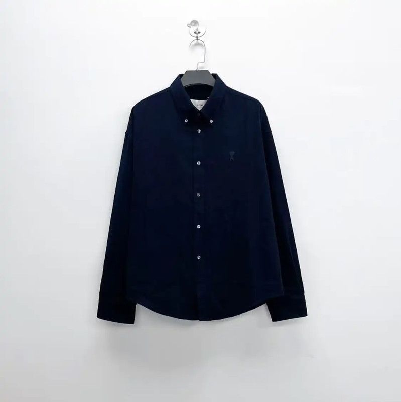 AMI AMI Navy Cotton Logo Long Sleeve Shirt 0089 Size US L / EU 52-54 / 3 - 1 Thumbnail