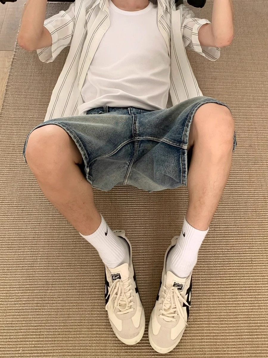 Japanese Brand Retro washed straight leg denim shorts Size US 32 / EU 48 - 3 Thumbnail