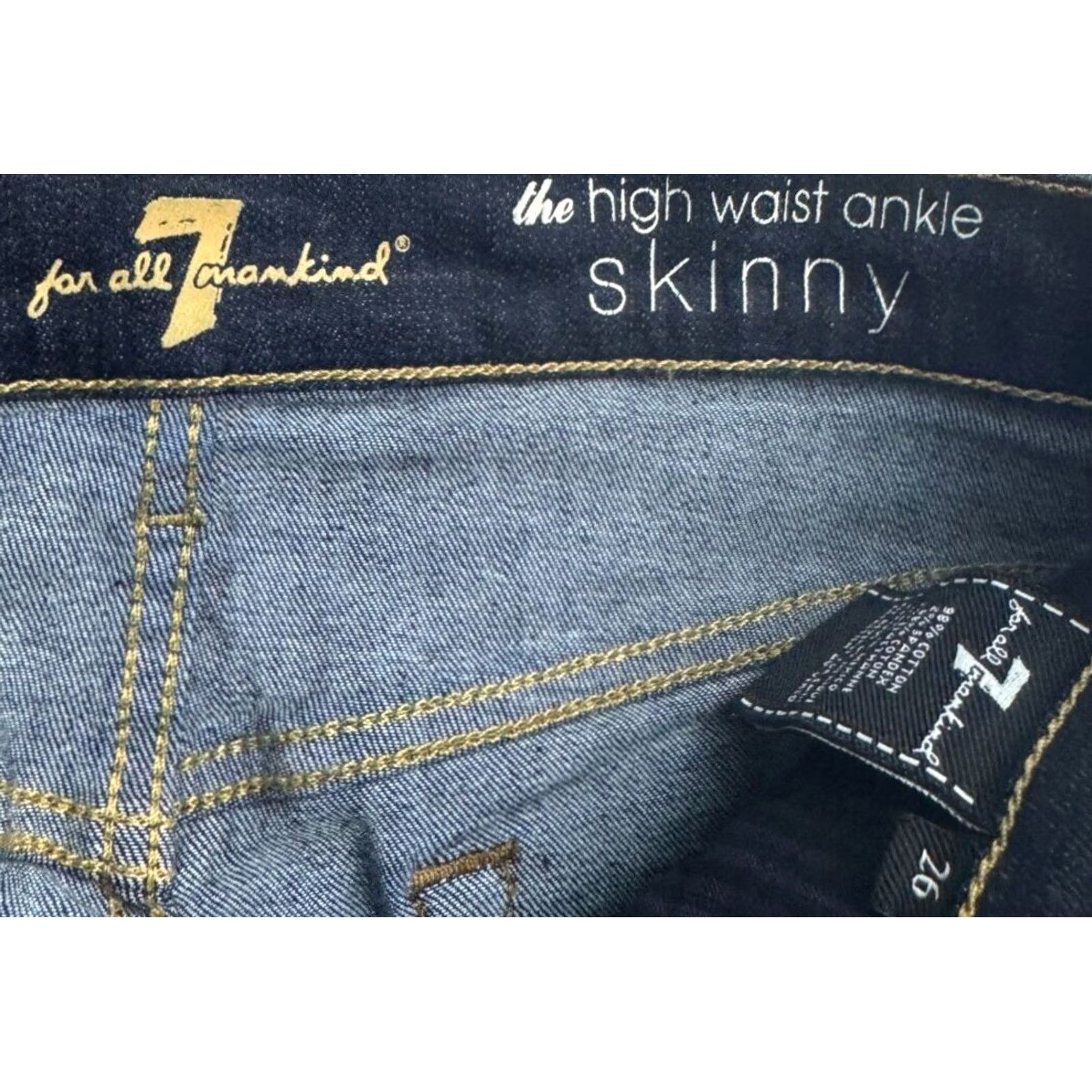 7 For All Mankind 7 For All Mankind The High Waist Ankle Skinny Denim Womens 26 Blue Dark Wash Jeans Slim 90s Bohemian MENSWOMENS Size ONE SIZE - 4 Thumbnail