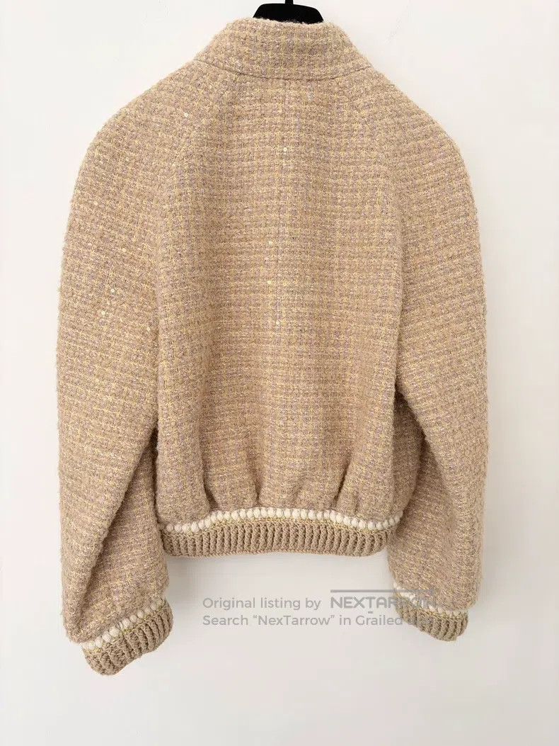 Chanel Chanel Stand-up collar zipper nude pink tweed coat Size XXS / US 00 / IT 34 - 2 Thumbnail