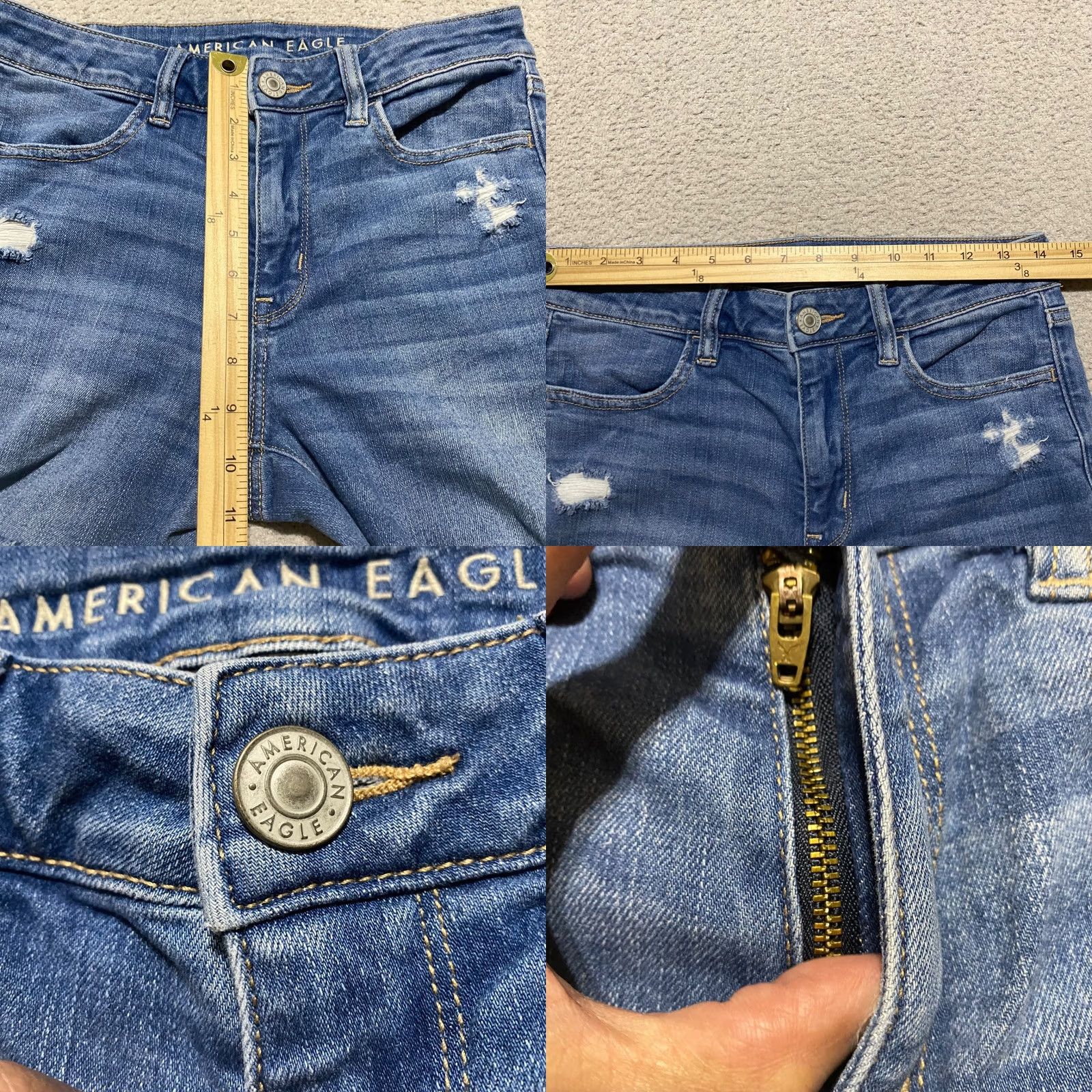 American Eagle Outfitters American Eagle Womens 6P Jeans Blue Denim Distressed High Rise Jegging Stretch Size 28" / US 6 / IT 42 - 8 Thumbnail
