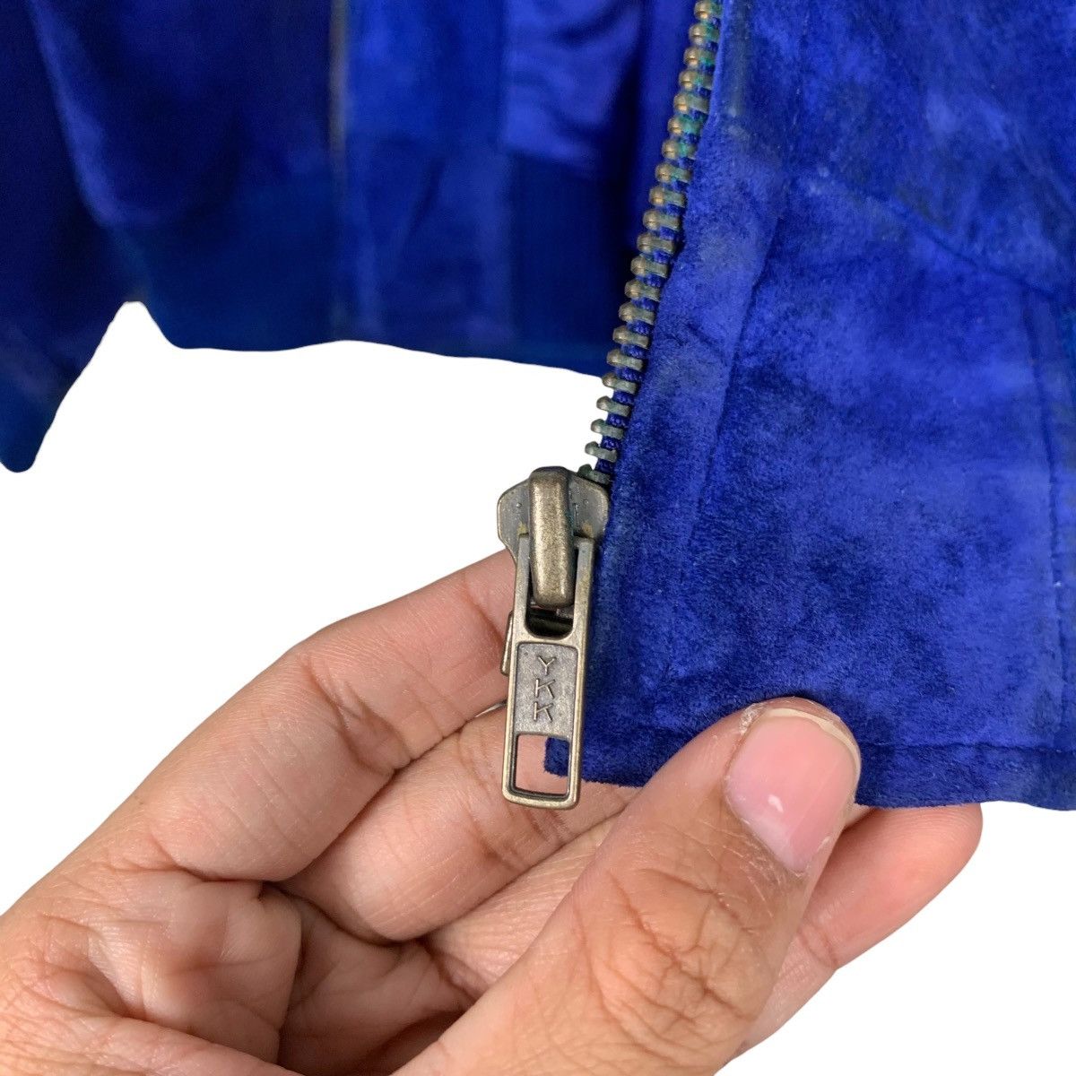 Japanese Brand TAMNERY WEST Hooded Blue Suede Leather Jacket #2437-C109 Size US L / EU 52-54 / 3 - 15 Thumbnail