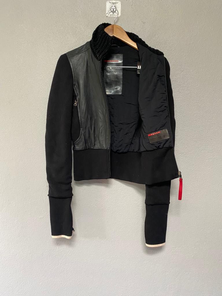 Prada leather jacket/wool art.188009