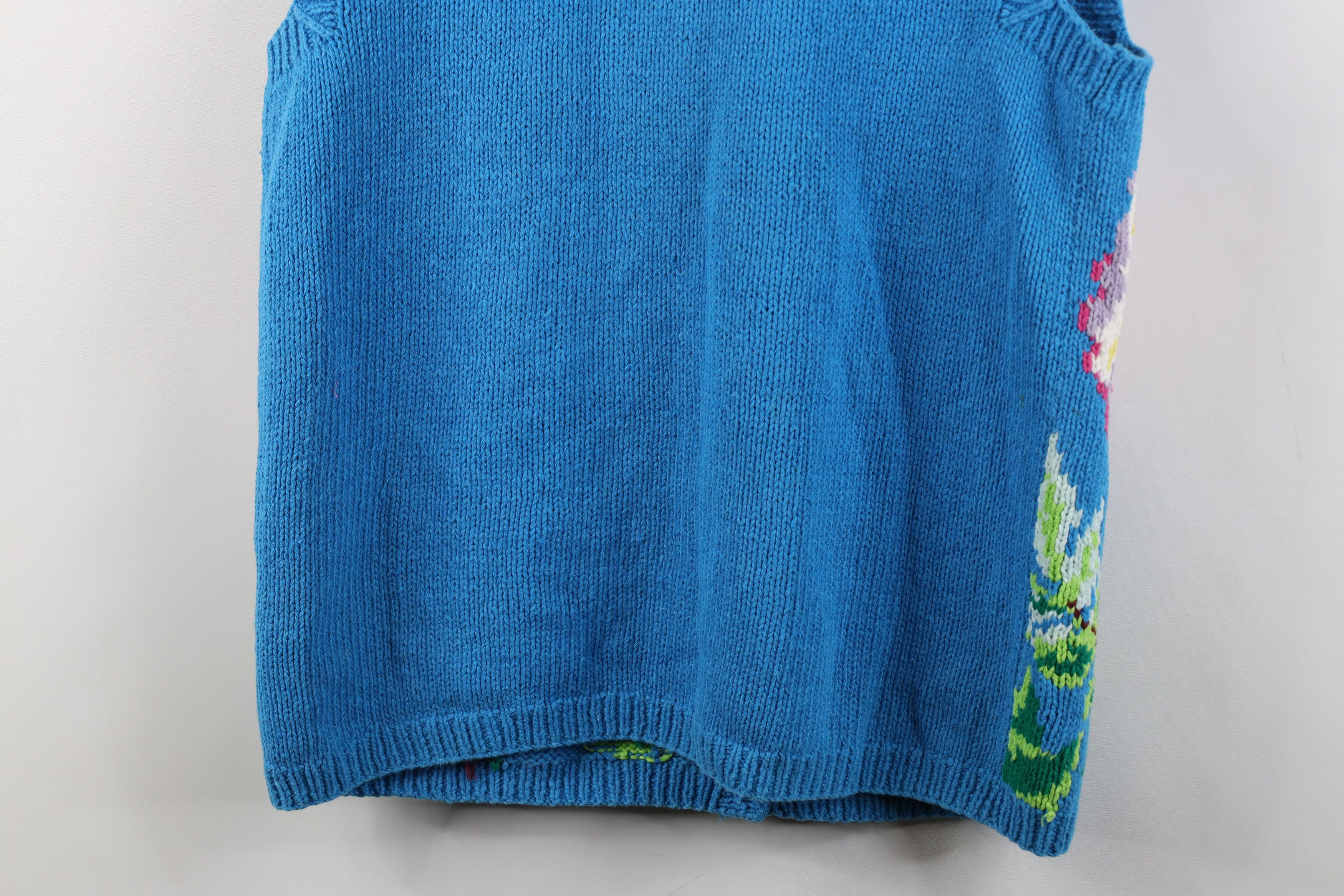 Vintage Vintage 90s Streetwear Blend Hand Knit Flower Sweater Vest Size S / US 4 / IT 40 - 15 Thumbnail