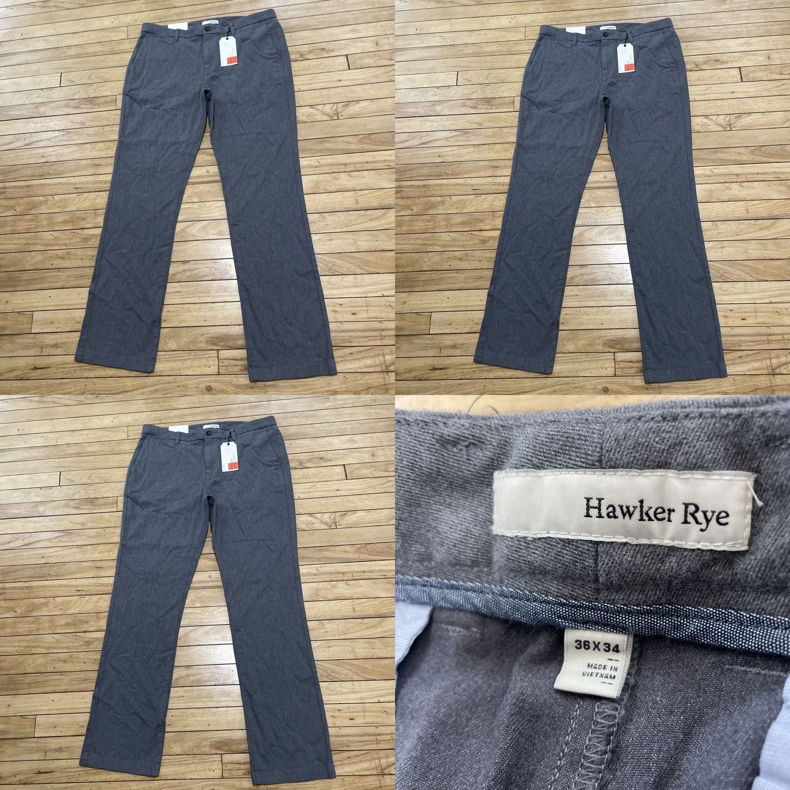 Vintage Hawker Rye Pants Men 36x34 Straight Gray Flat Front Knit Chinos NEW Size US 36 / EU 52 - 11 Thumbnail