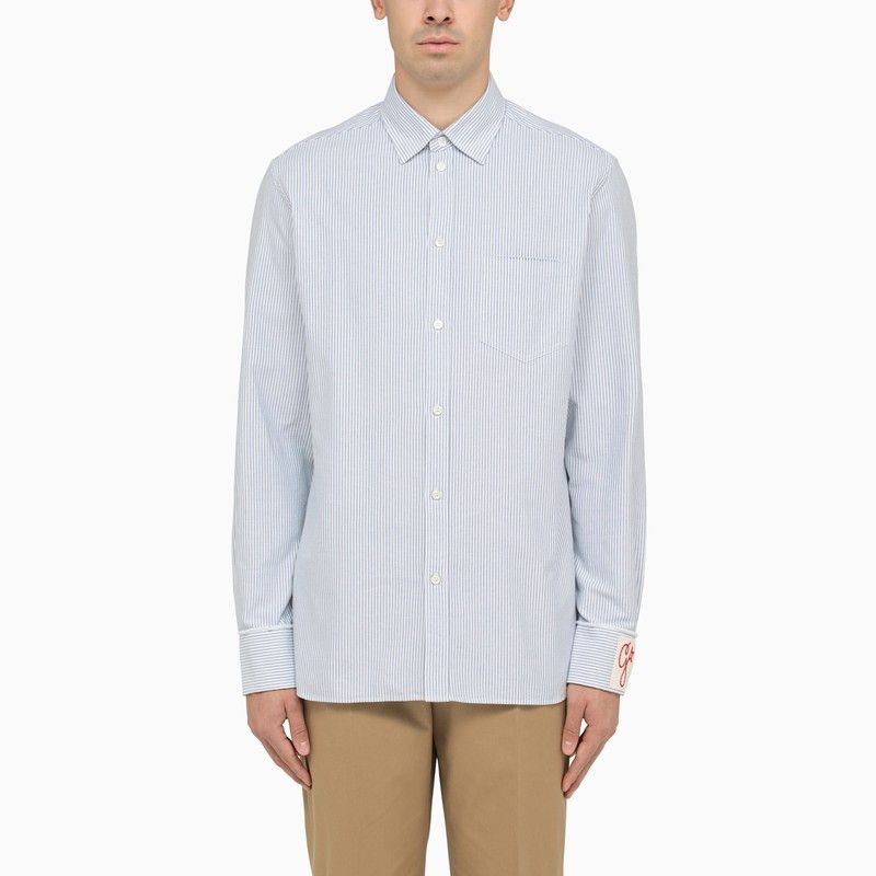 image of Golden Goose White And Blue Striped Shirt, Men's (Size XL)