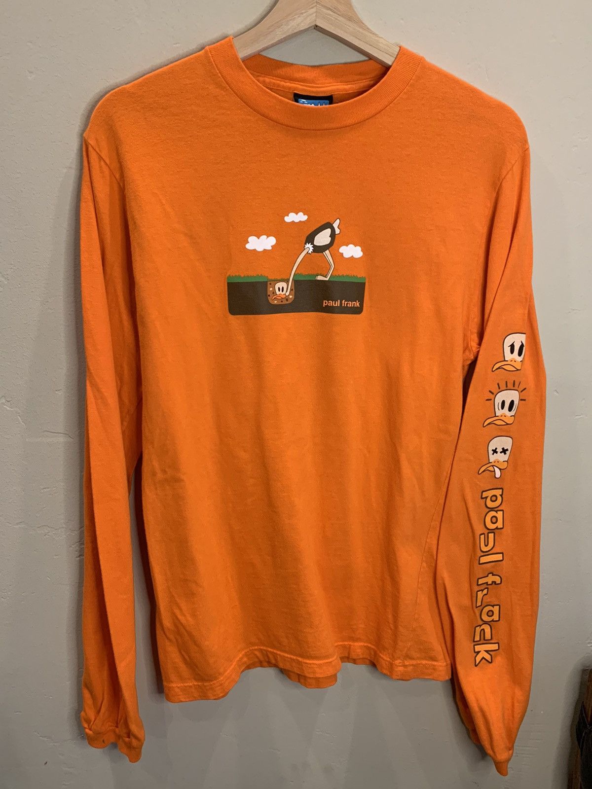 Paul Frank × Vintage *RARE* Vintage 90’s Paul Frank Ostrich Art USA-Made LS Shirt Size L / US 10 / IT 46 - 1 Thumbnail
