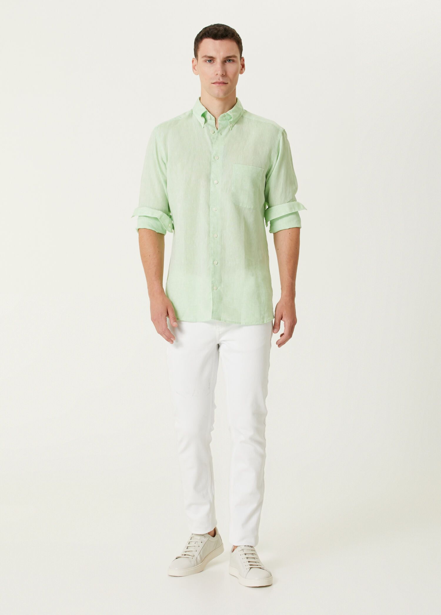 Eton ETON of Sweden contemporary fit green linen shirt 41 Large Size US L / EU 52-54 / 3 - 3 Thumbnail