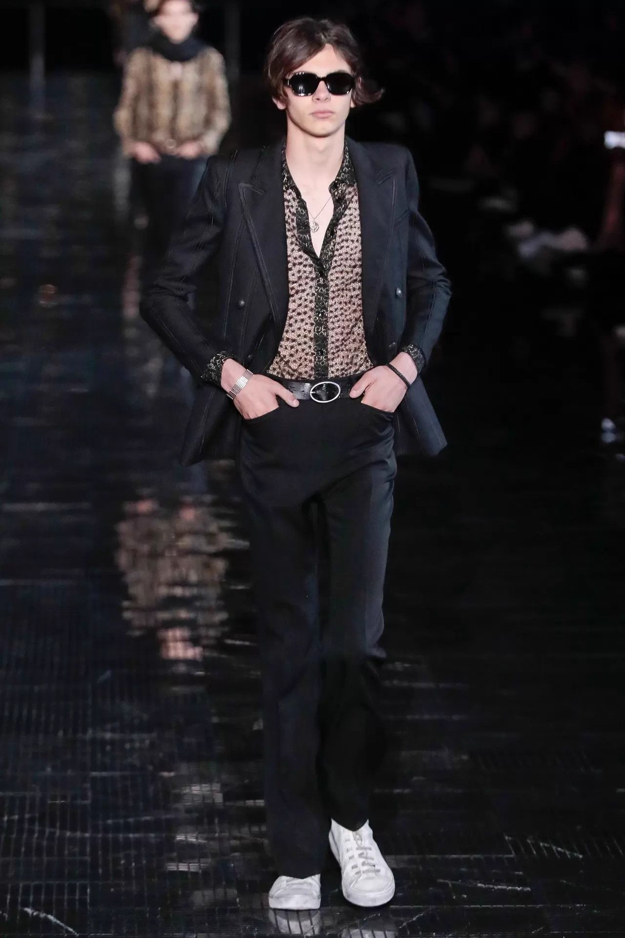 Saint Laurent Paris SLP 19SS Black Striped Double-Breasted Peak Lapel Suit Size 46R - 9 Thumbnail