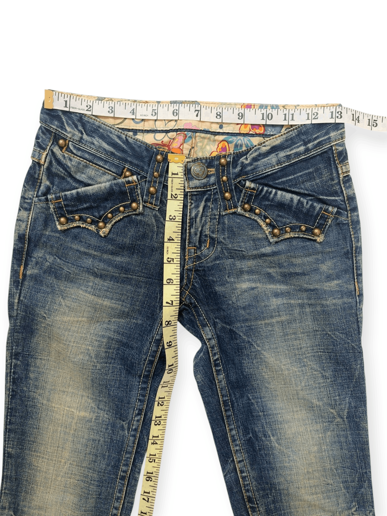 Vintage Flare 73 Seventy Threes Studded Punk Denim Size 26" / US 2 / IT 38 - 15 Thumbnail