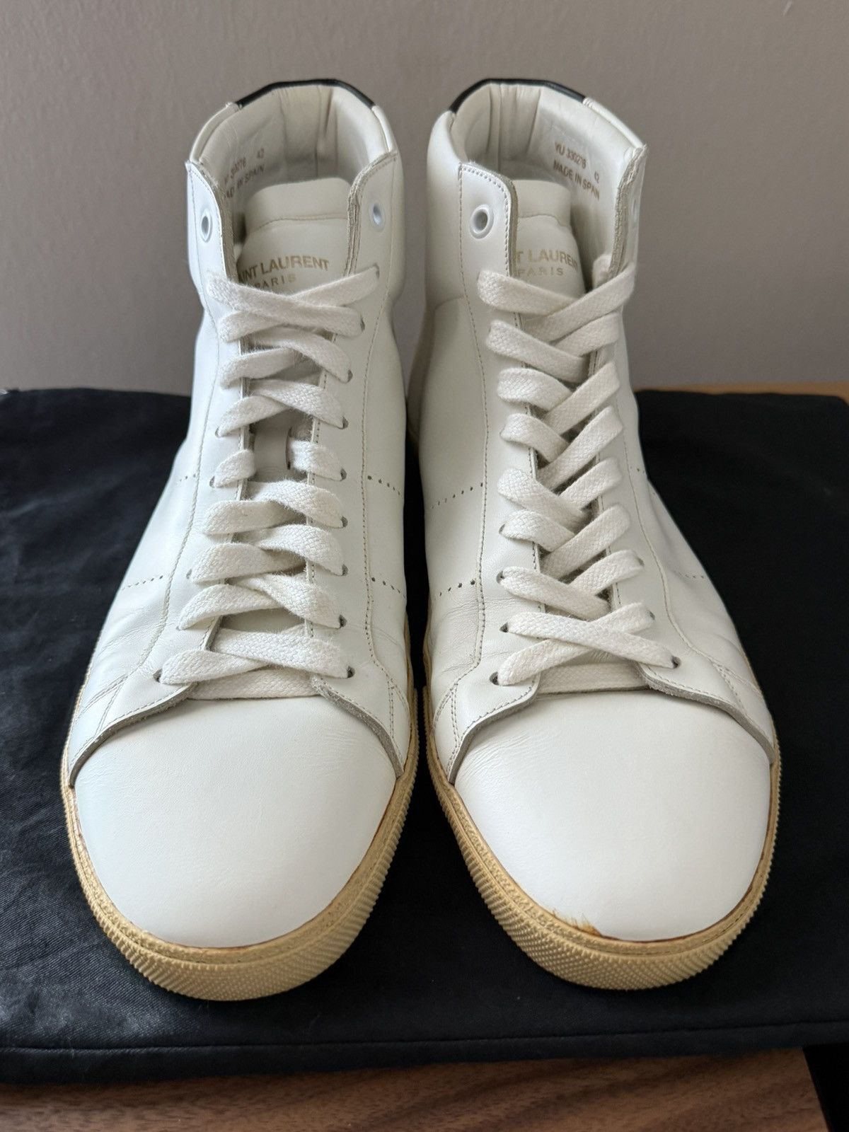 Saint Laurent Paris SAINT LAURENT PARIS - WHITE HI TOP SNEAKERS Size US 9 / EU 42 - 3 Thumbnail