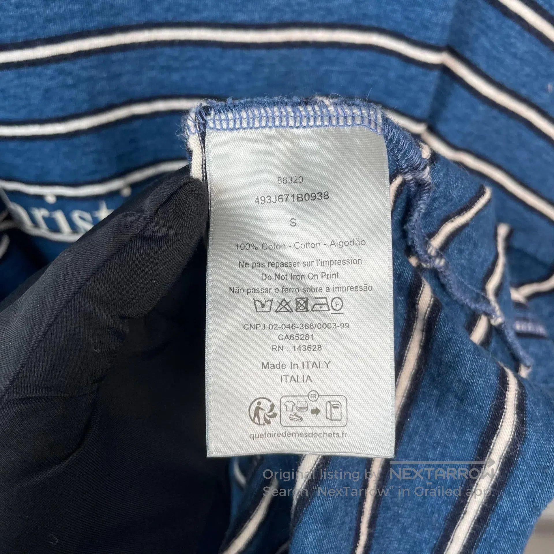 Dior Dior Blue Logo Letter Printed Striped Short Sleeve| Size US S / EU 44-46 / 1 - 6 Thumbnail
