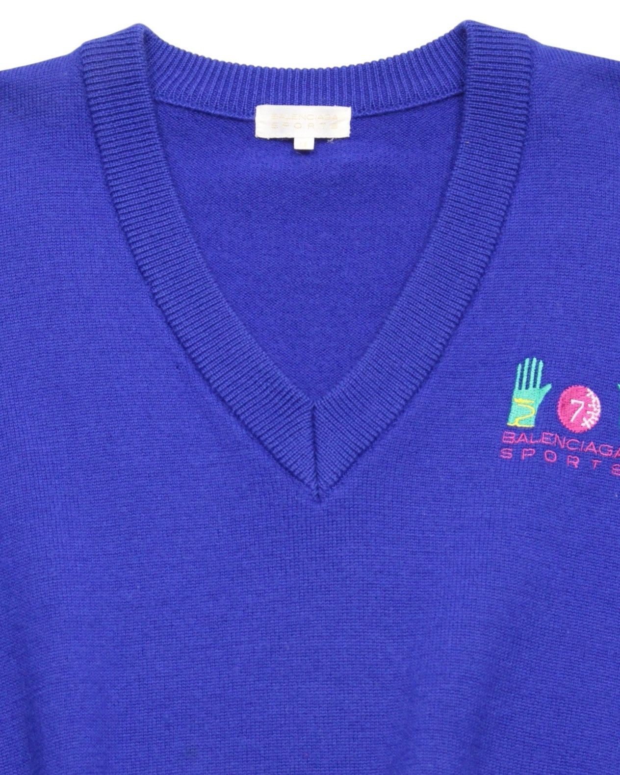Balenciaga 1990S BALENCIAGA SPORTS WOOL V-NECK SWEATER Size US L / EU 52-54 / 3 - 2 Thumbnail