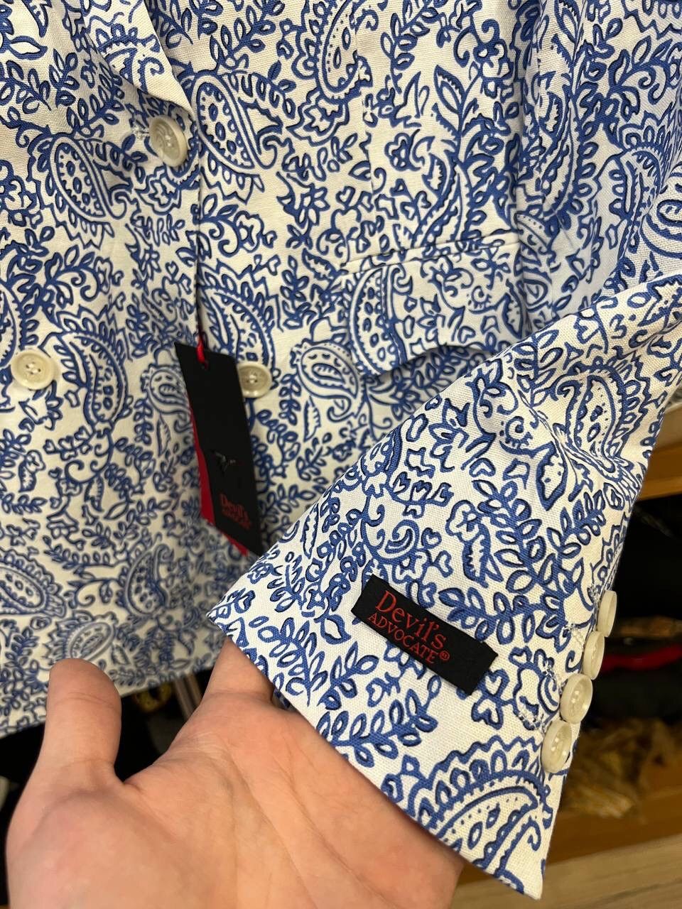 Japanese Brand Y2K Overprinted Coloured Devils Advocate Blazer Size 42R - 6 Thumbnail