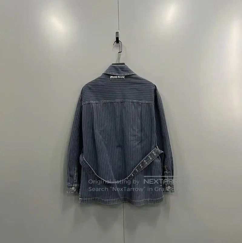 Miu Miu Miu Miu Striped Blue Cotton Jacket for Women . Size XXS / US 00 / IT 34 - 3 Thumbnail