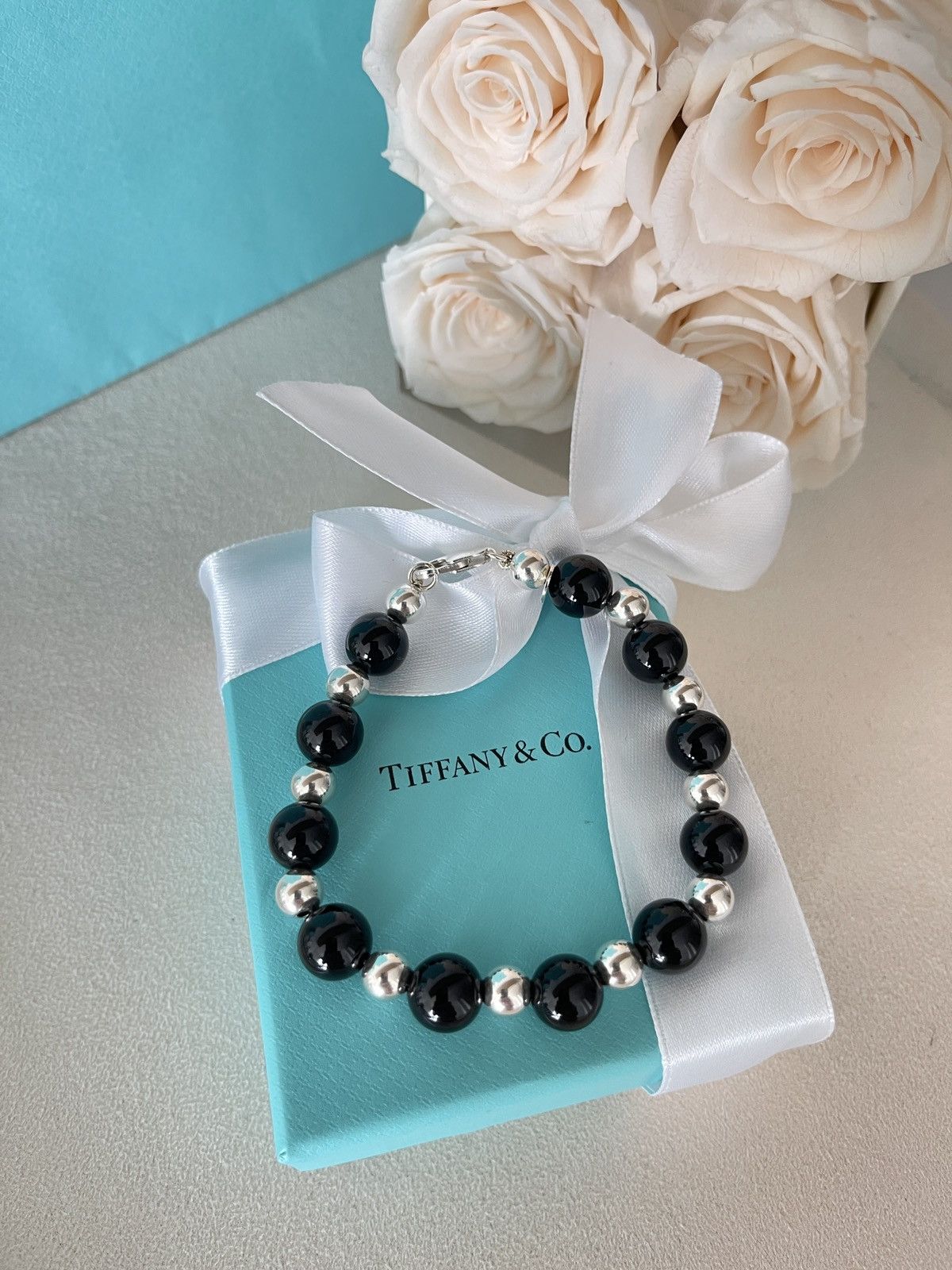 Tiffany & Co. Tiffany & Co. Black Onyx Silver Bracelet 10 mm Sz 8” in NEW Size ONE SIZE - 14 Thumbnail