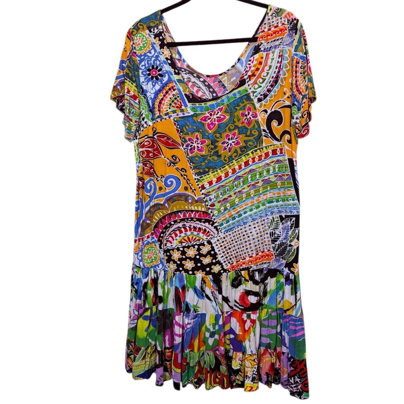 Jams World Jams World Vintage Hattie Babydoll Boho Patch Mini Dress Size XL / US 12-14 / IT 48-50 - 4 Thumbnail