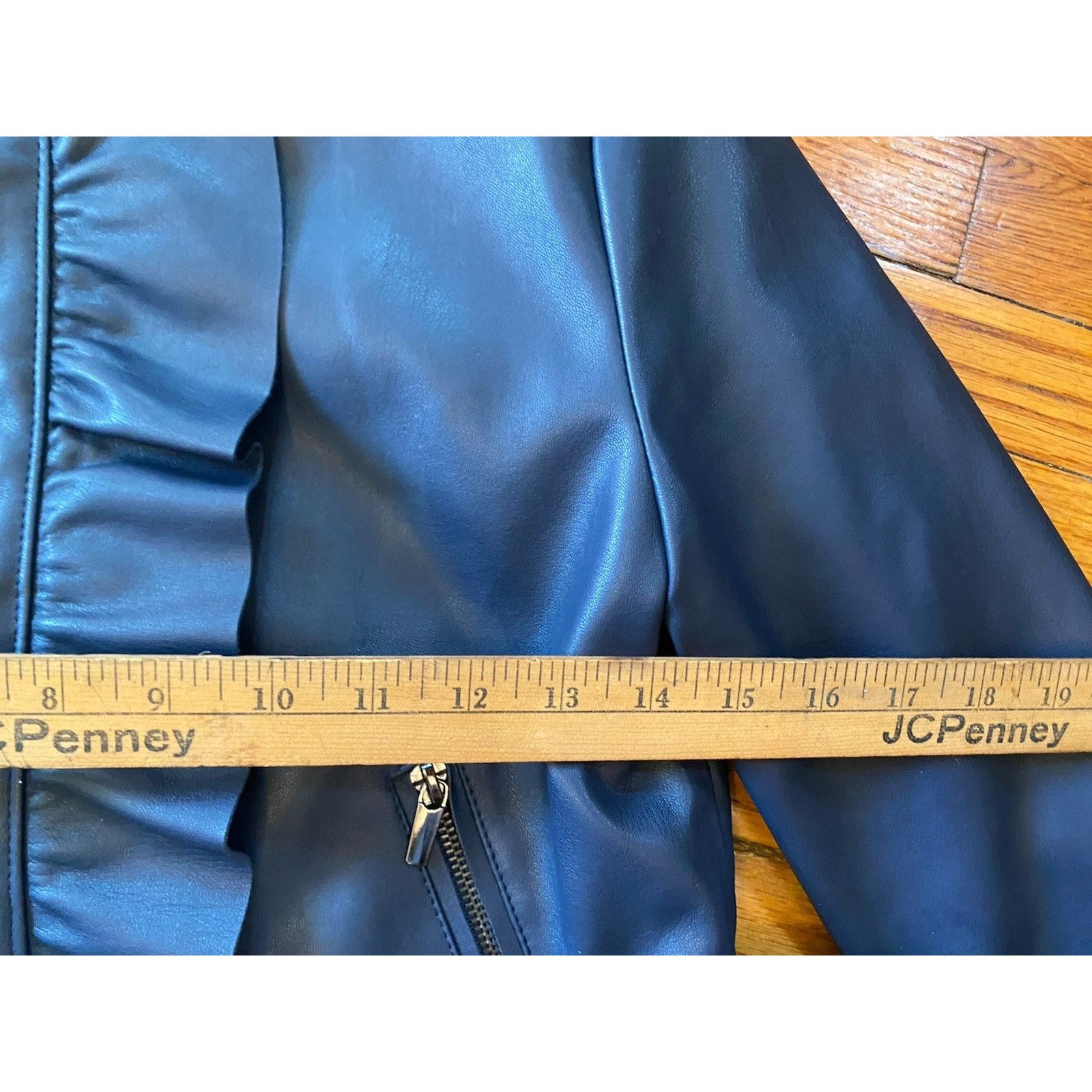 Zara Zara Basic Outerwear Blue Faux Leather Peplum Jacket Women 8 Size M / US 6-8 / IT 42-44 - 5 Thumbnail