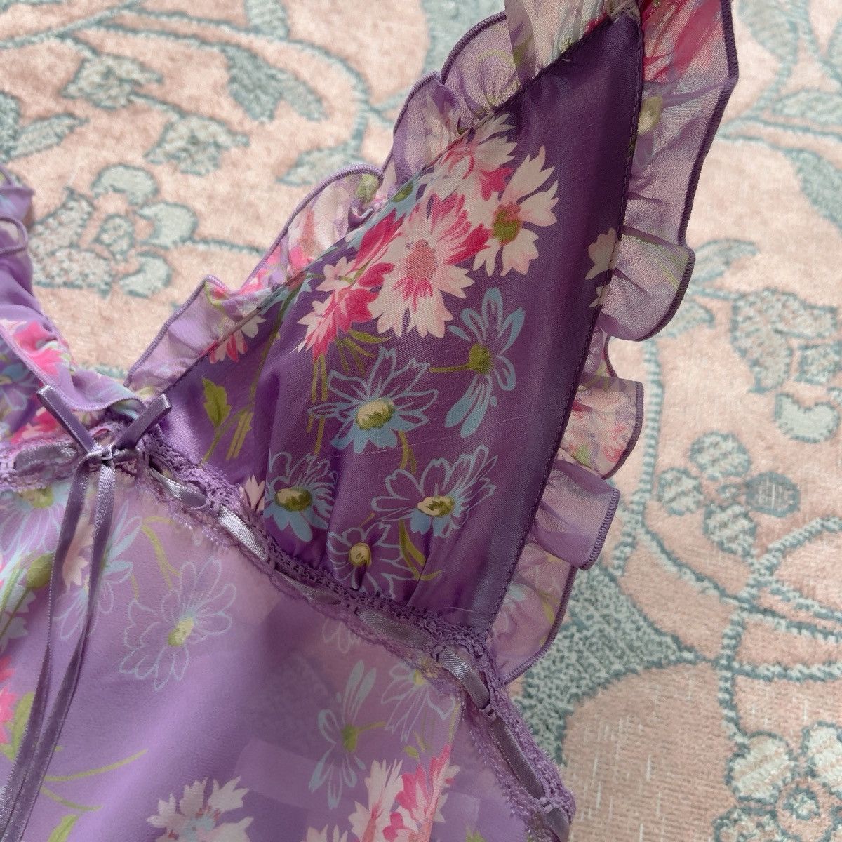 Victoria's Secret Victoria’s Secret Floral Chiffon Mini Slip Dress (XS) Size XS / US 0-2 / IT 36-38 - 9 Thumbnail