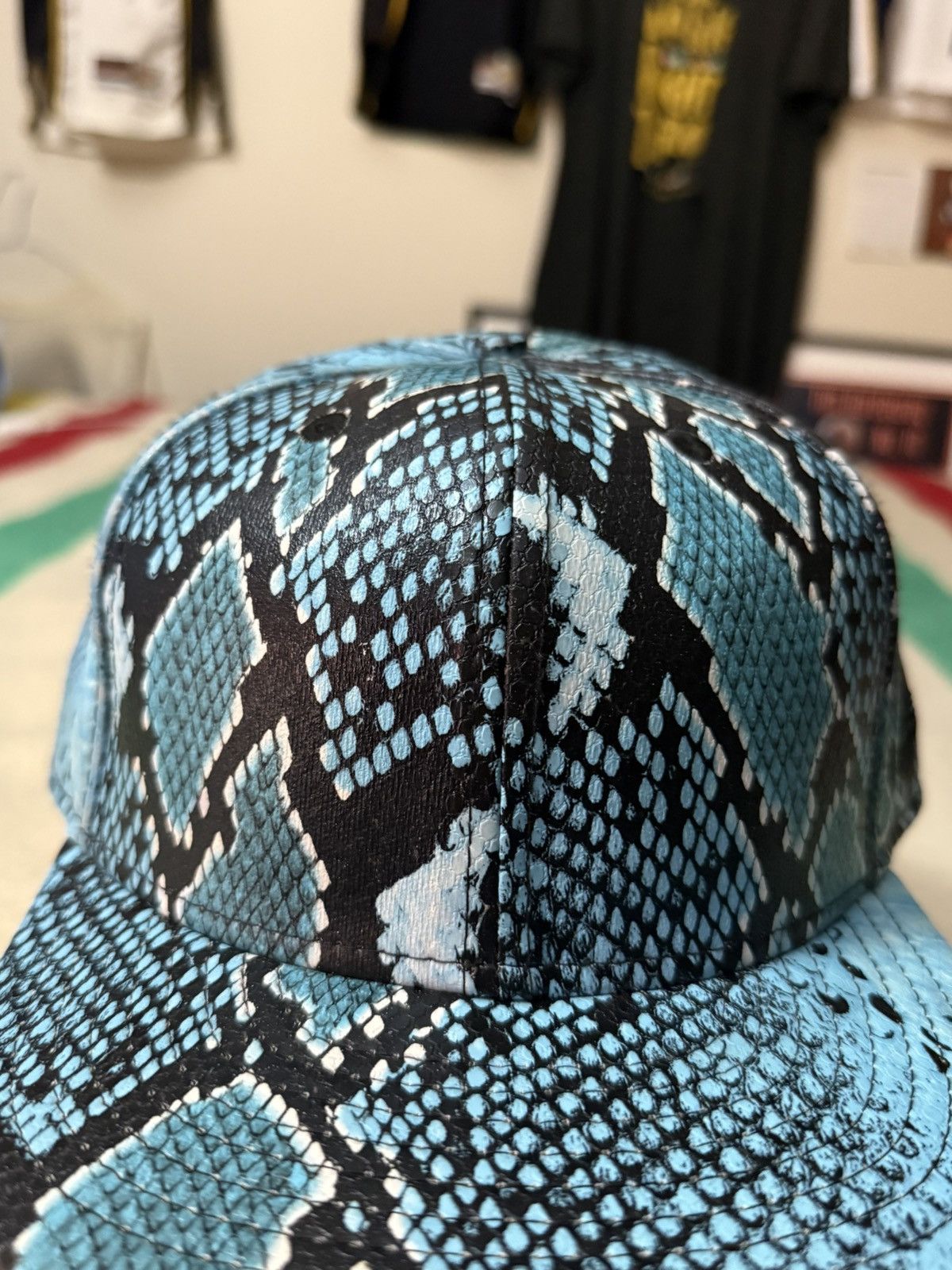 Jeremy Scott 2013 Jeremy Scott New Era Blue Black Snakeskin Hat Size 8 Size ONE SIZE - 3 Thumbnail