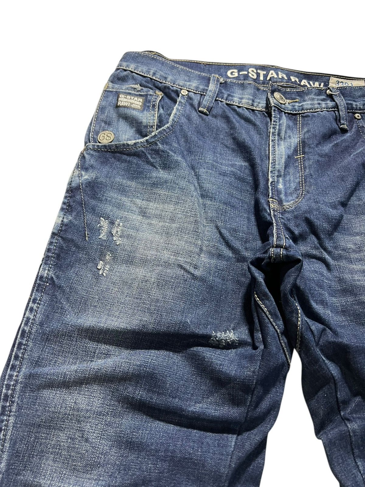 G-Star × If Six Was Nine 💥Punk💥G-star Raw 3301 Distress Blue Jeans Size US 32 / EU 48 - 4 Thumbnail