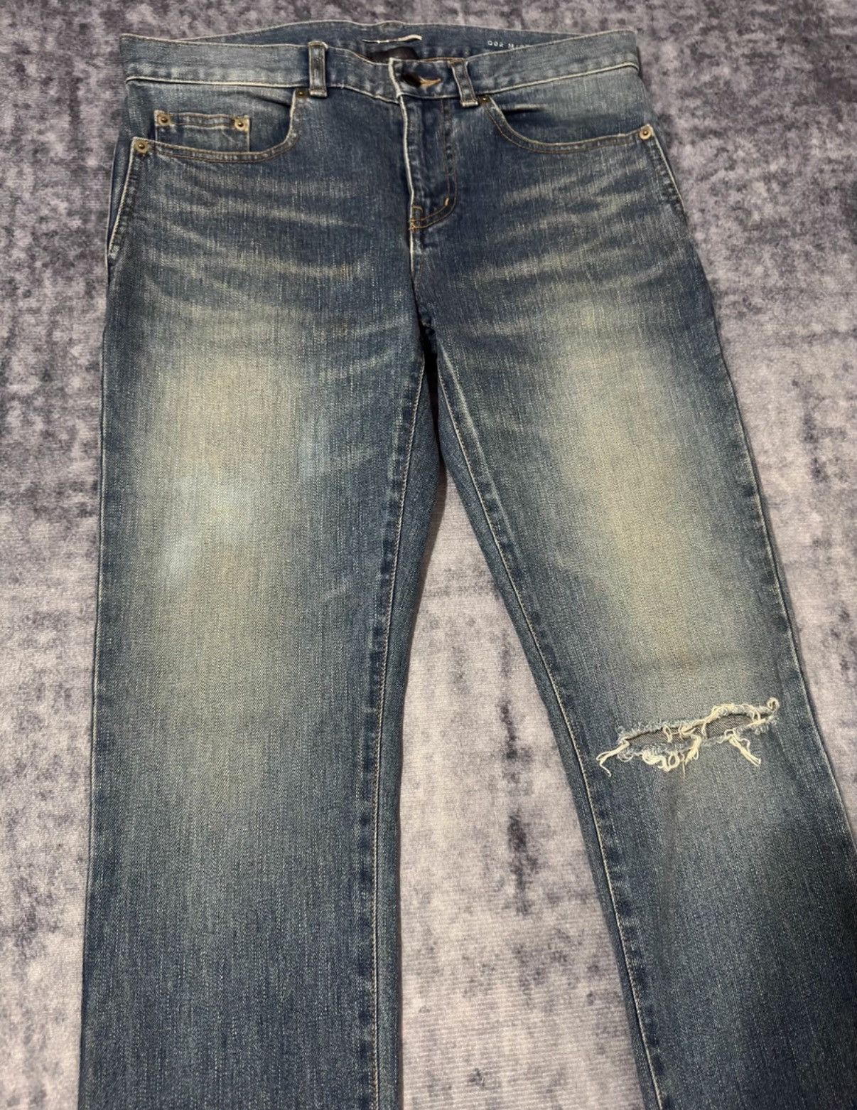 Saint Laurent Paris SLP 17FW Yellow Mud Distressed Demon Claw Knife-Cut Jeans Size US 29 - 3 Thumbnail