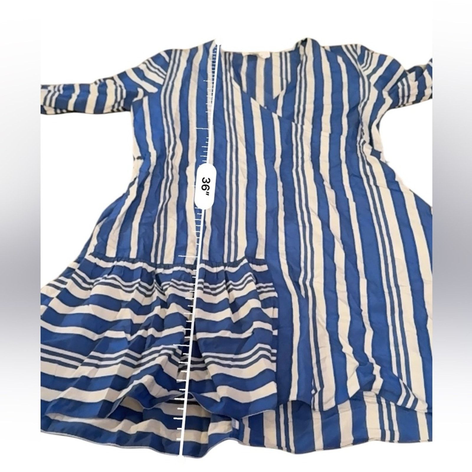 Chinti & Parker Parasol Striped 3/4 Sleeve Faux Wrap Dress