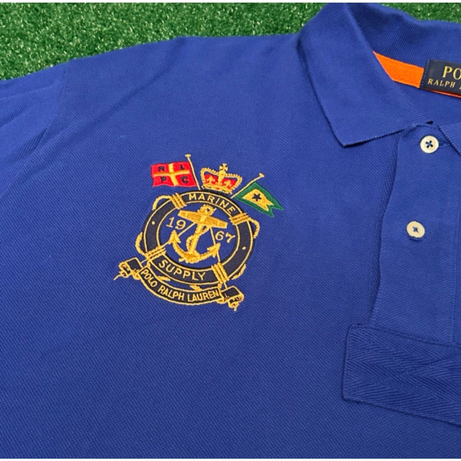 Polo Ralph Lauren VINTAGE Polo Ralph Lauren Big Pony Marine Supply Sailing Crest Collared Polo Shirt XL Blue Mens Polo Shirt 90s Y2K Preppy Classic Hip Hop Size US XL / EU 56 / 4 - 2 Thumbnail