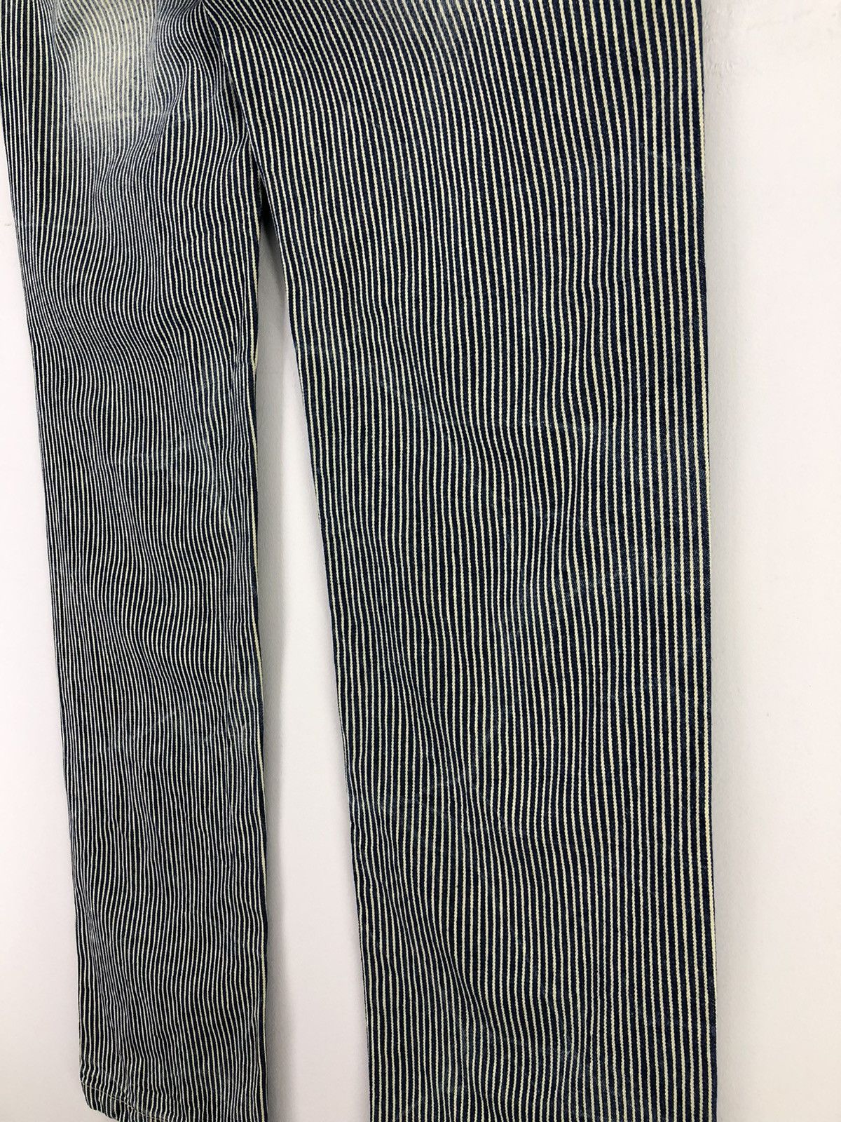 Japanese Brand Vintage Japanese Wave List Distressed Hickory Stripe Jeans Size US 29 - 16 Thumbnail