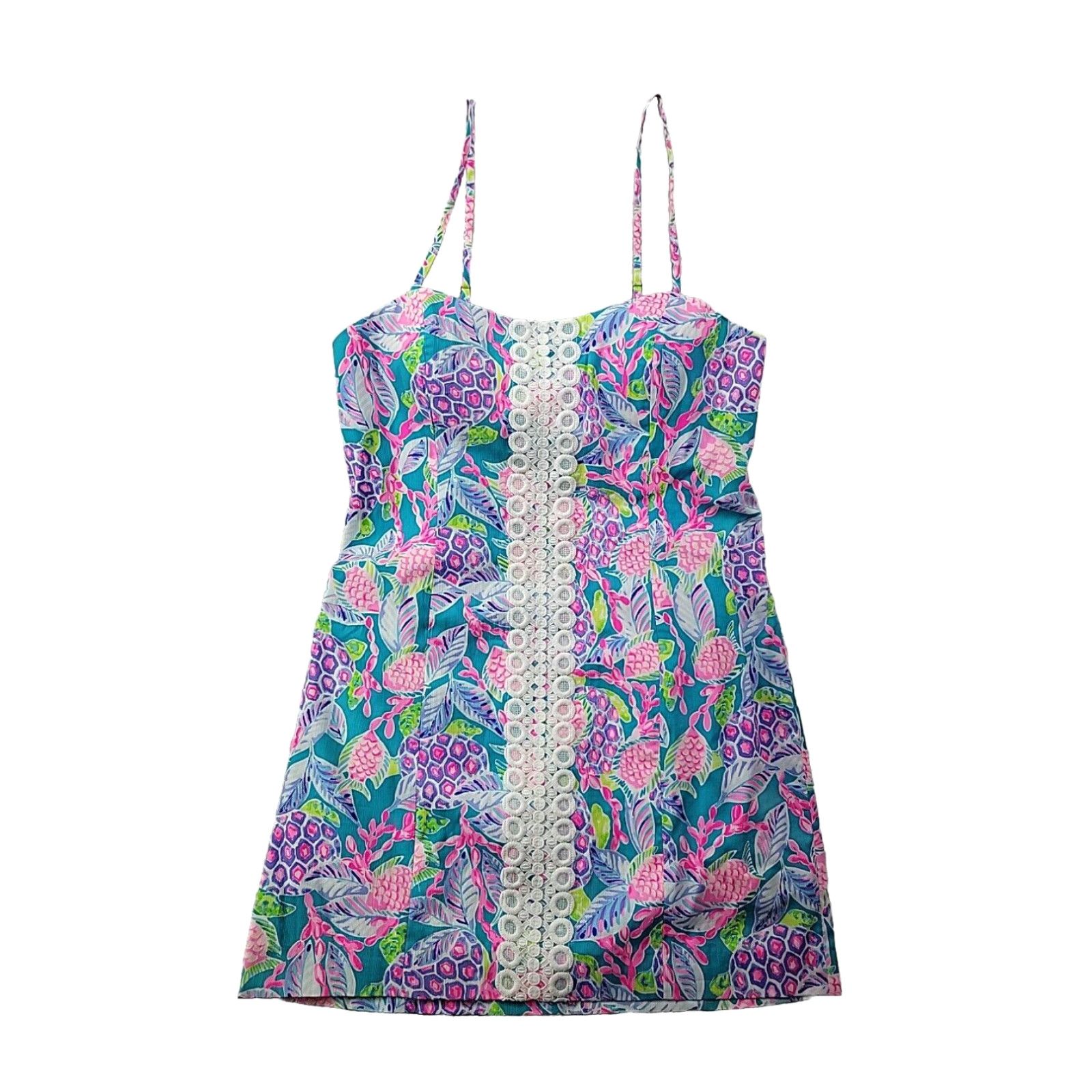 image of New - Lilly Pulitzer Shelli Stretch Dress Turtle Wave Maldives Green Women's 16 in White (Size 2XL)