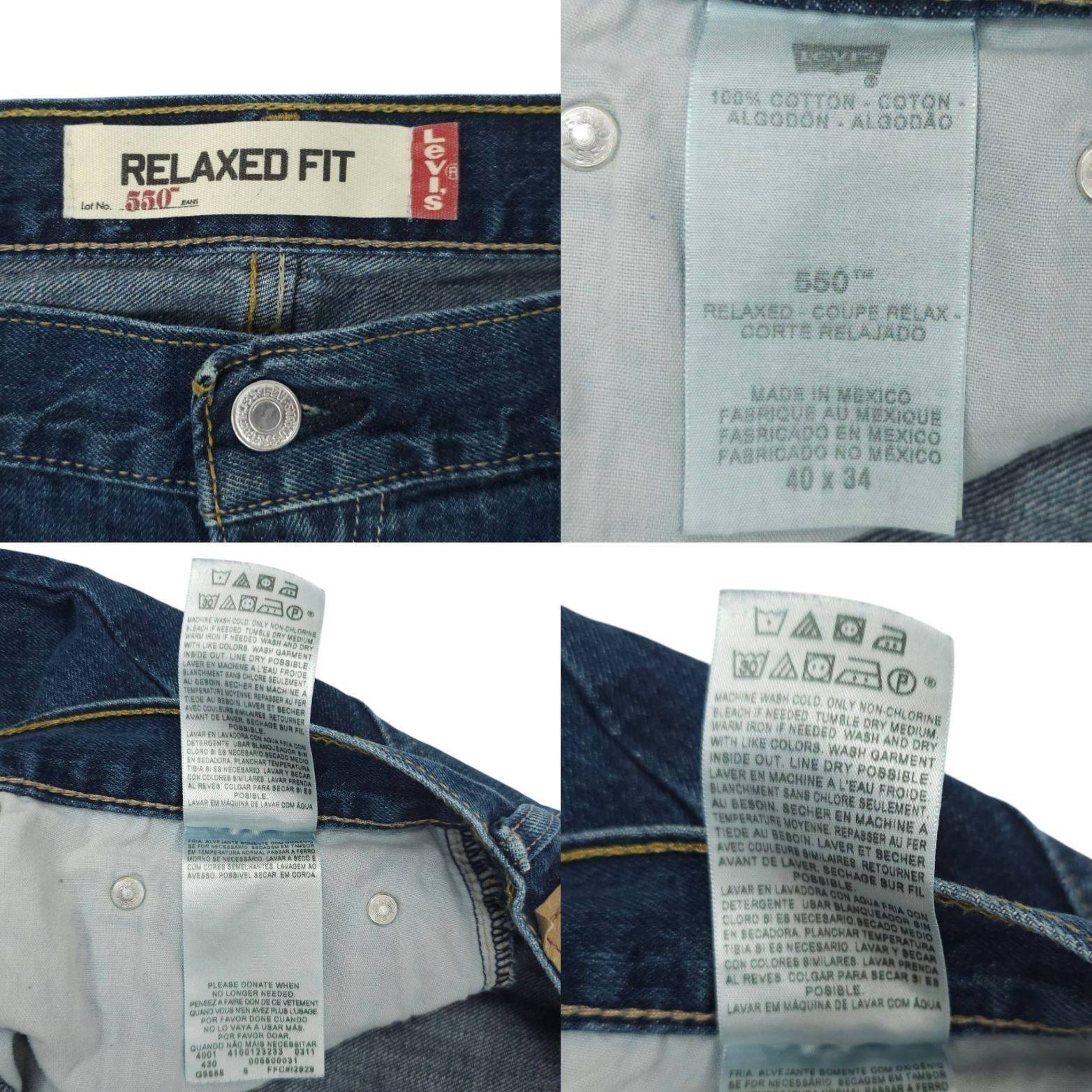 Levi's Levis 550 Relaxed Fit Jeans Mens 40 x 33 Dark Wash Tapered Size US 40 / EU 56 - 8 Thumbnail