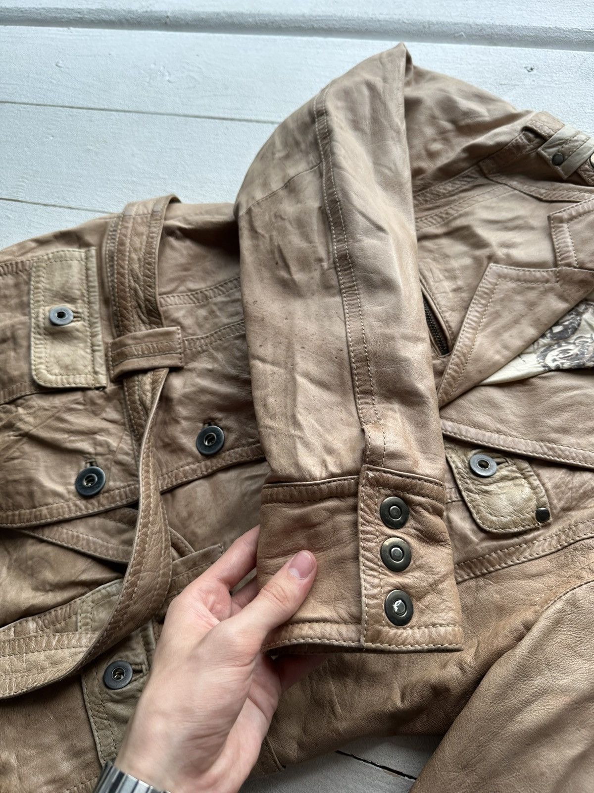 Vintage 🚨AVANT-GARDE BROWN Rick Owen’s Opium Y2K LEATHER JACKET Size M / US 6-8 / IT 42-44 - 8 Thumbnail