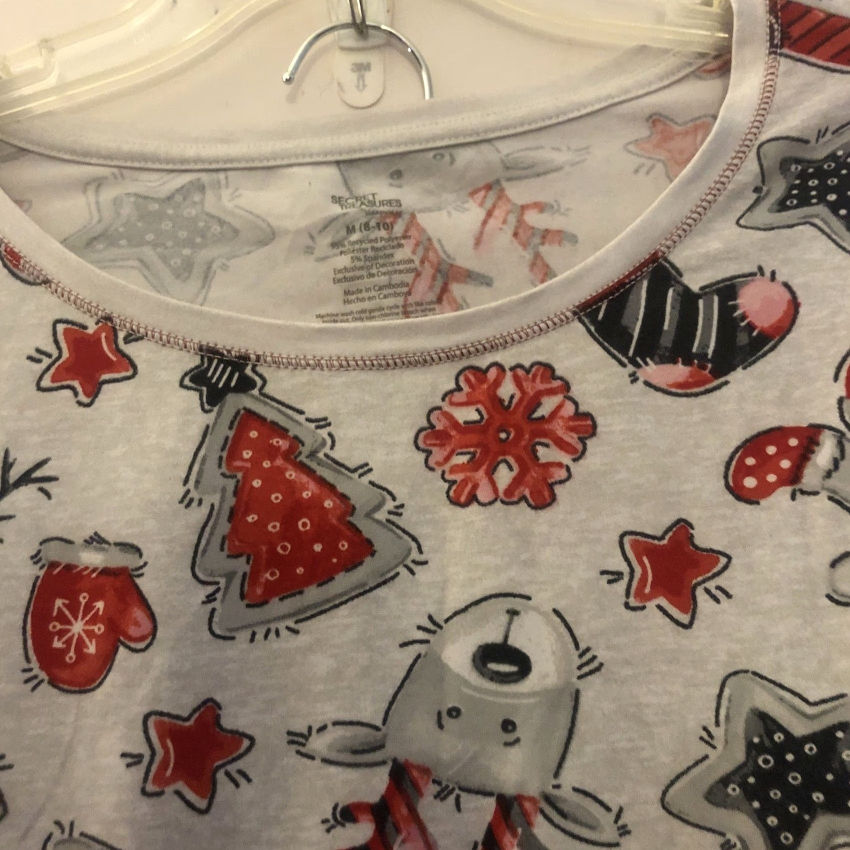 Vintage Secret Treasures Pajama Set Womens M Gray Holiday Polar Bear Winter Christmas Snowflakes Animals Pjs Size ONE SIZE - 3 Thumbnail