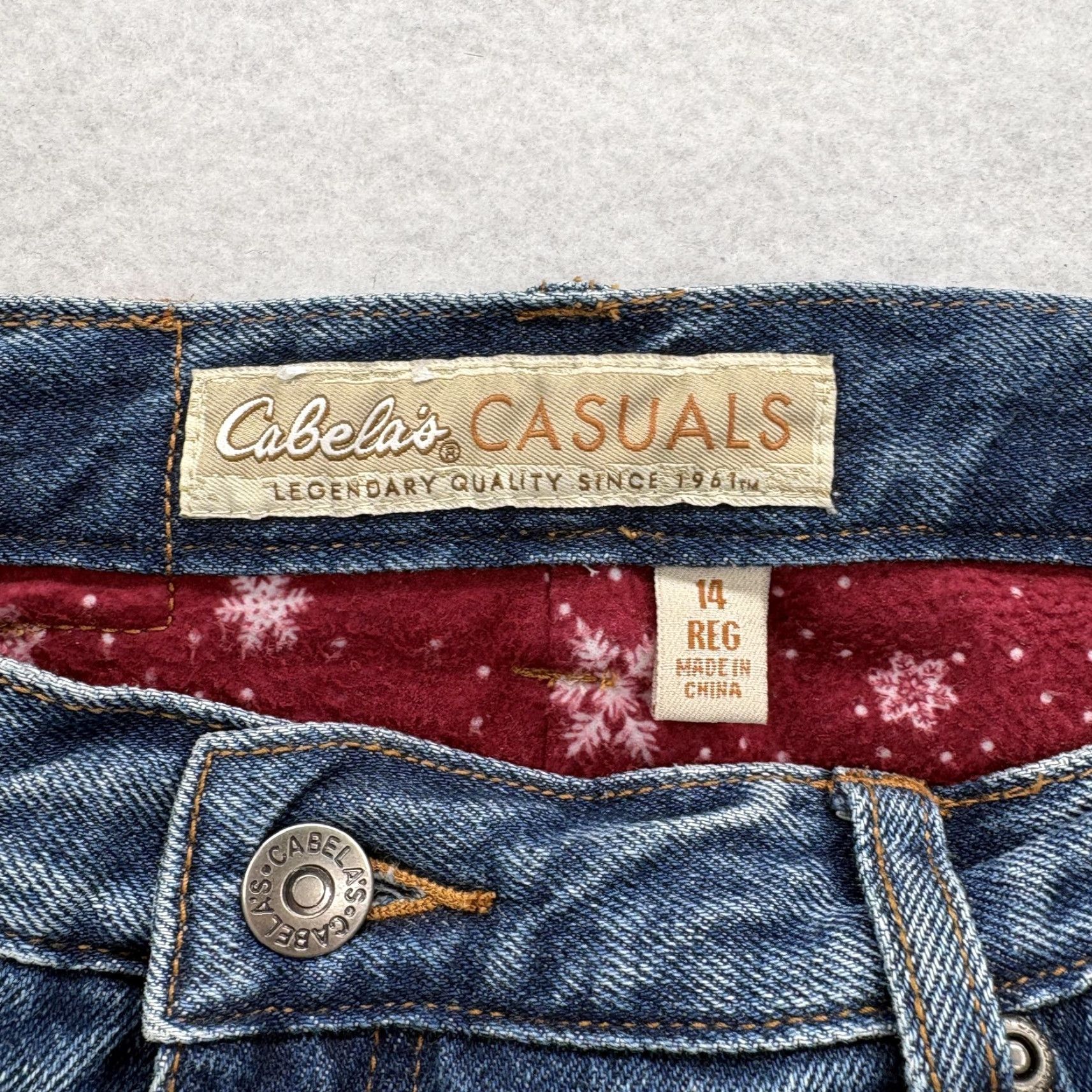 Vintage VINTAGE Cabelas Flannel Lined Jeans Womens 14 Blue Medium Wash Relaxed Denim Winter Work Size 36" / US 14 / IT 50 - 4 Thumbnail