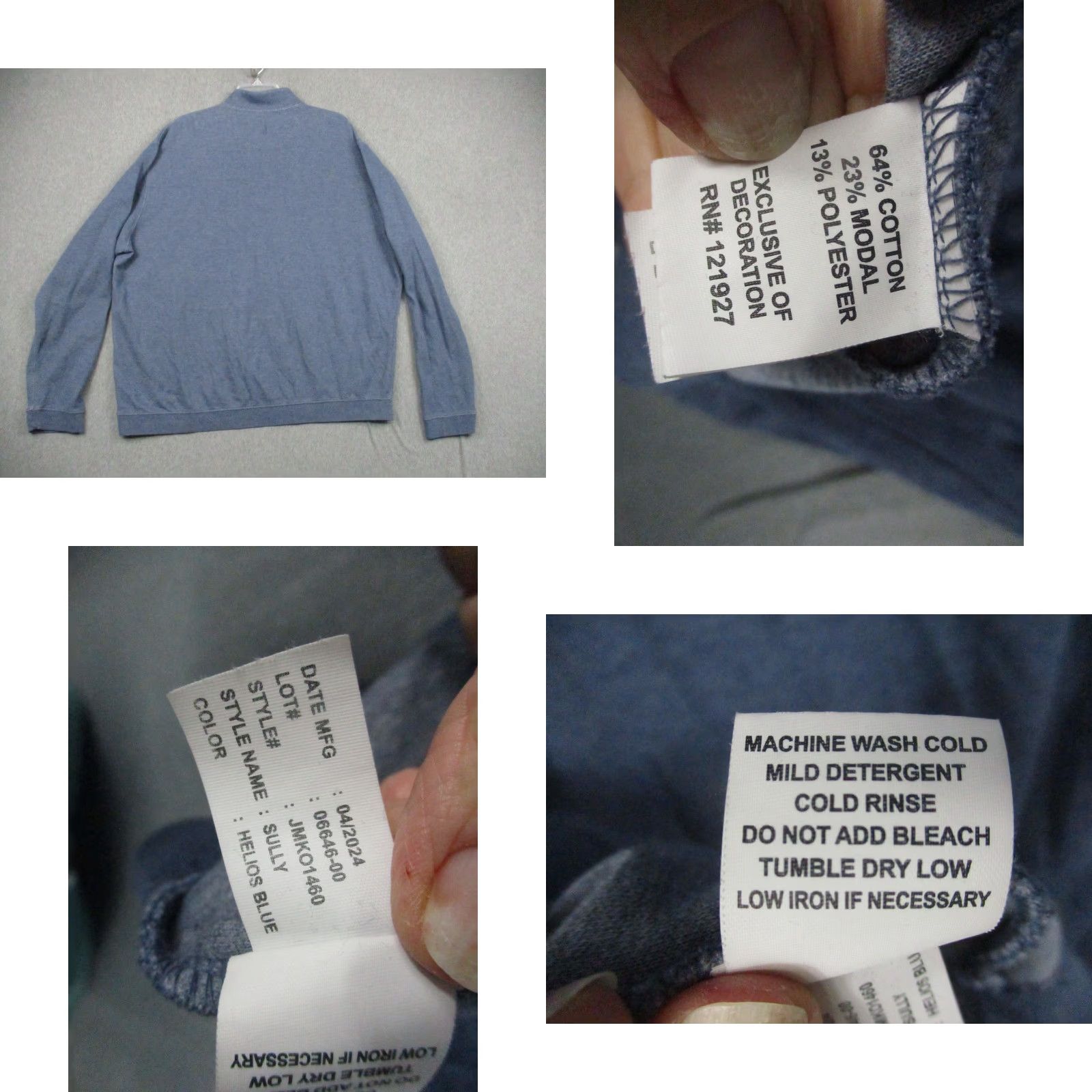 johnnie-O Johnnie-O Pullover Mens 2XL Blue Sully Helios Quarter Zip Golf Sweater Casual Size US XXL / EU 58 / 5 - 8 Thumbnail
