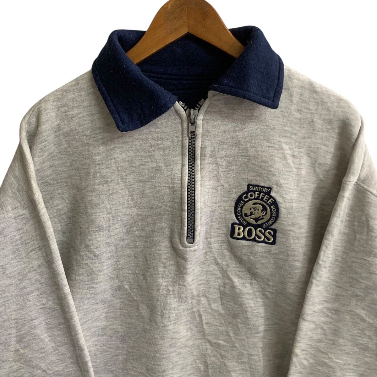 Vintage Vintage Boss Coffee Half Zipped Sweatshirt Large Size US L / EU 52-54 / 3 - 2 Thumbnail