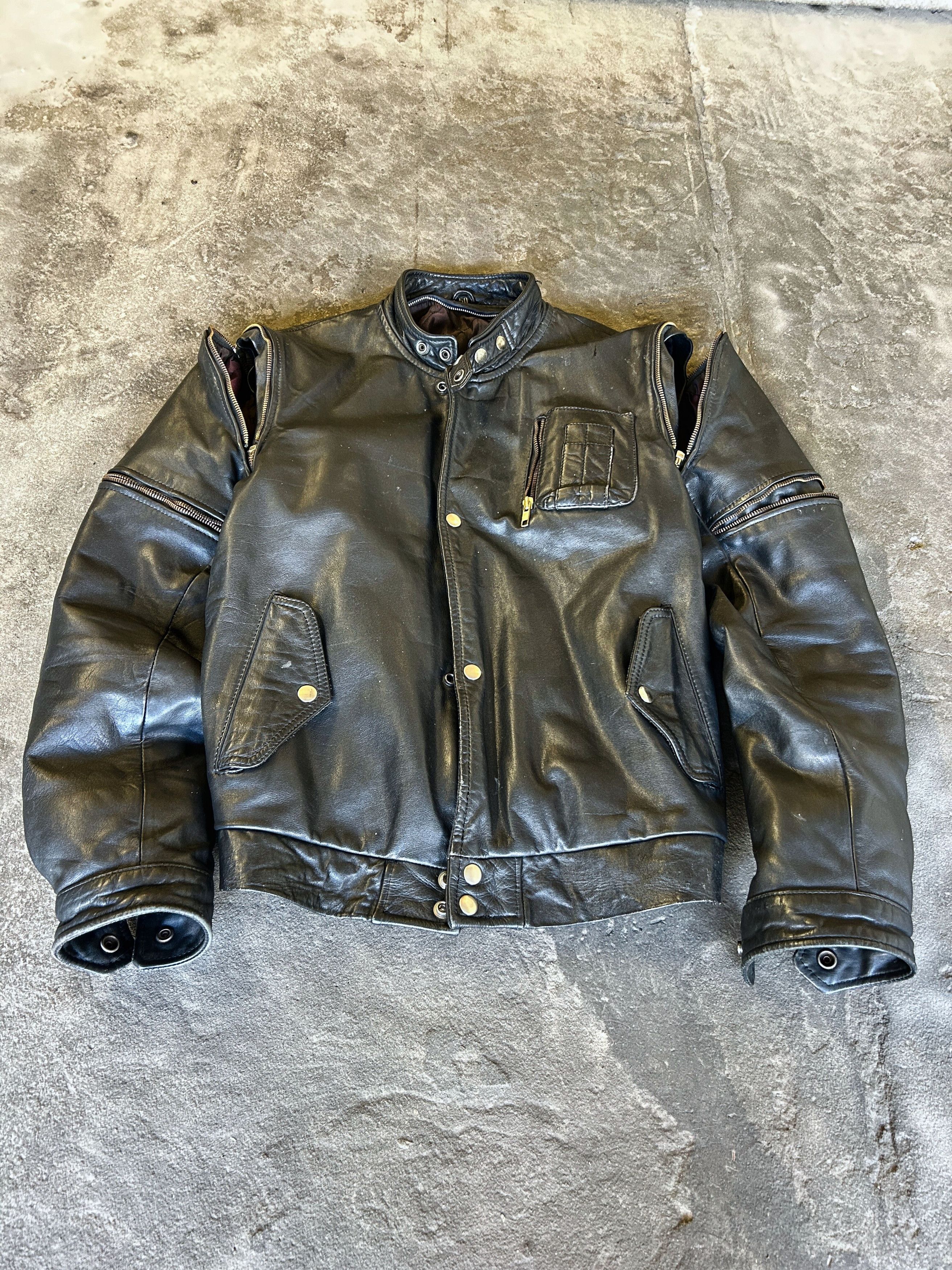 Japanese Brand Vintage Leather Cafe Racer Jacket Minimal Biker Style Size US M / EU 48-50 / 2 - 7 Thumbnail