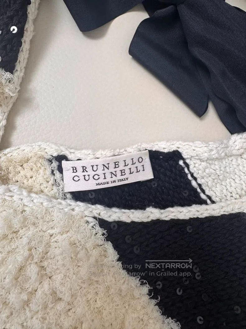 Brunello Cucinelli Brunello Cucinelli Black and White Striped Knit Vest Size M / US 6-8 / IT 42-44 - 6 Thumbnail