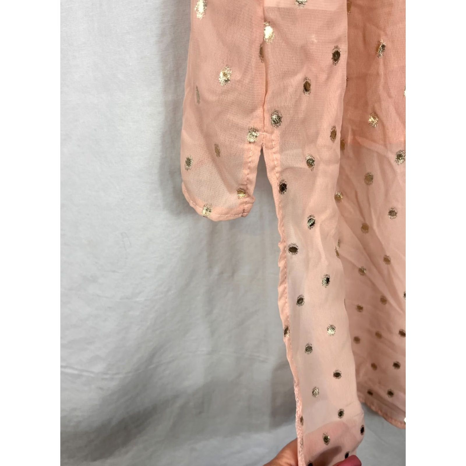 Vintage Love J Shirt Women Medium Button Up Sheer Sleeveless Casual Tank Blouse Peach gold buttons 31227-20K Size M / US 6-8 / IT 42-44 - 8 Thumbnail