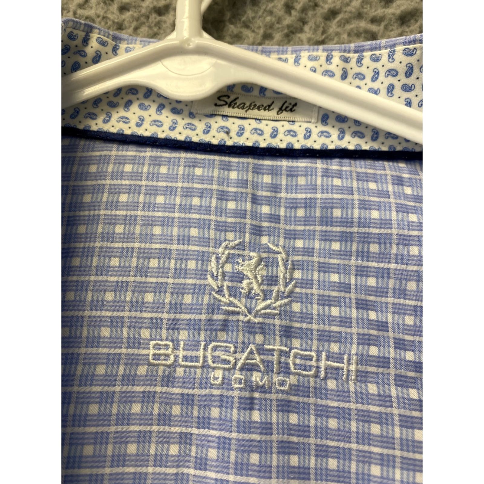 BUGATCHI VINTAGE Bugatchi Uomo Shirt Adult L Blue Geometric Slim Fit Button-Up Mens Size US L / EU 52-54 / 3 - 4 Thumbnail
