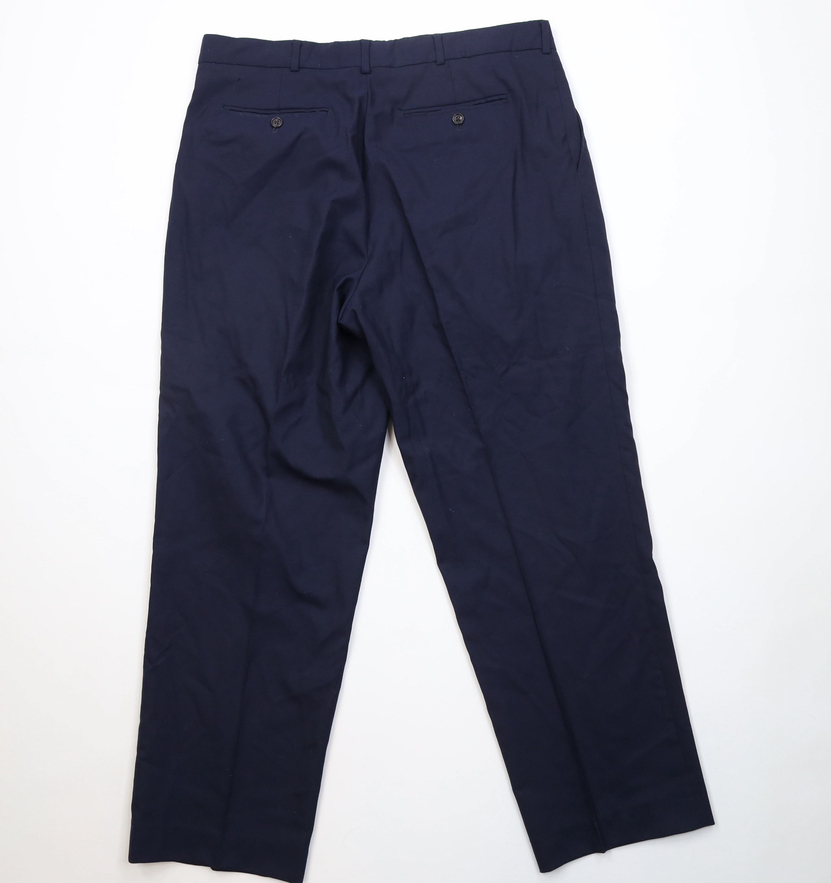 Lands' End Vintage 90s Lands End Knit Wide Leg Chino Pants Navy Blue Size US 36 / EU 52 - 7 Thumbnail