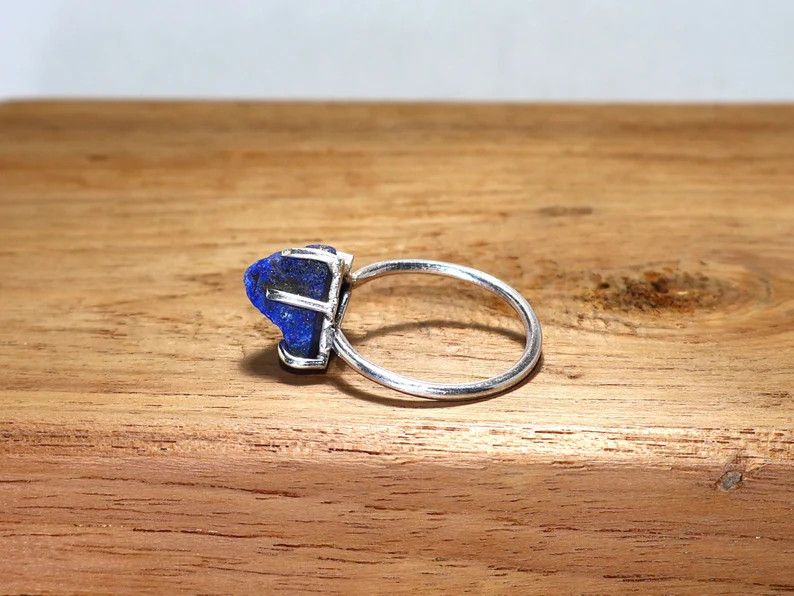Handmade Lapis Lazuli Ring, 925 Sterling Silver Handmade Boho Jewelry Size ONE SIZE - 3 Thumbnail
