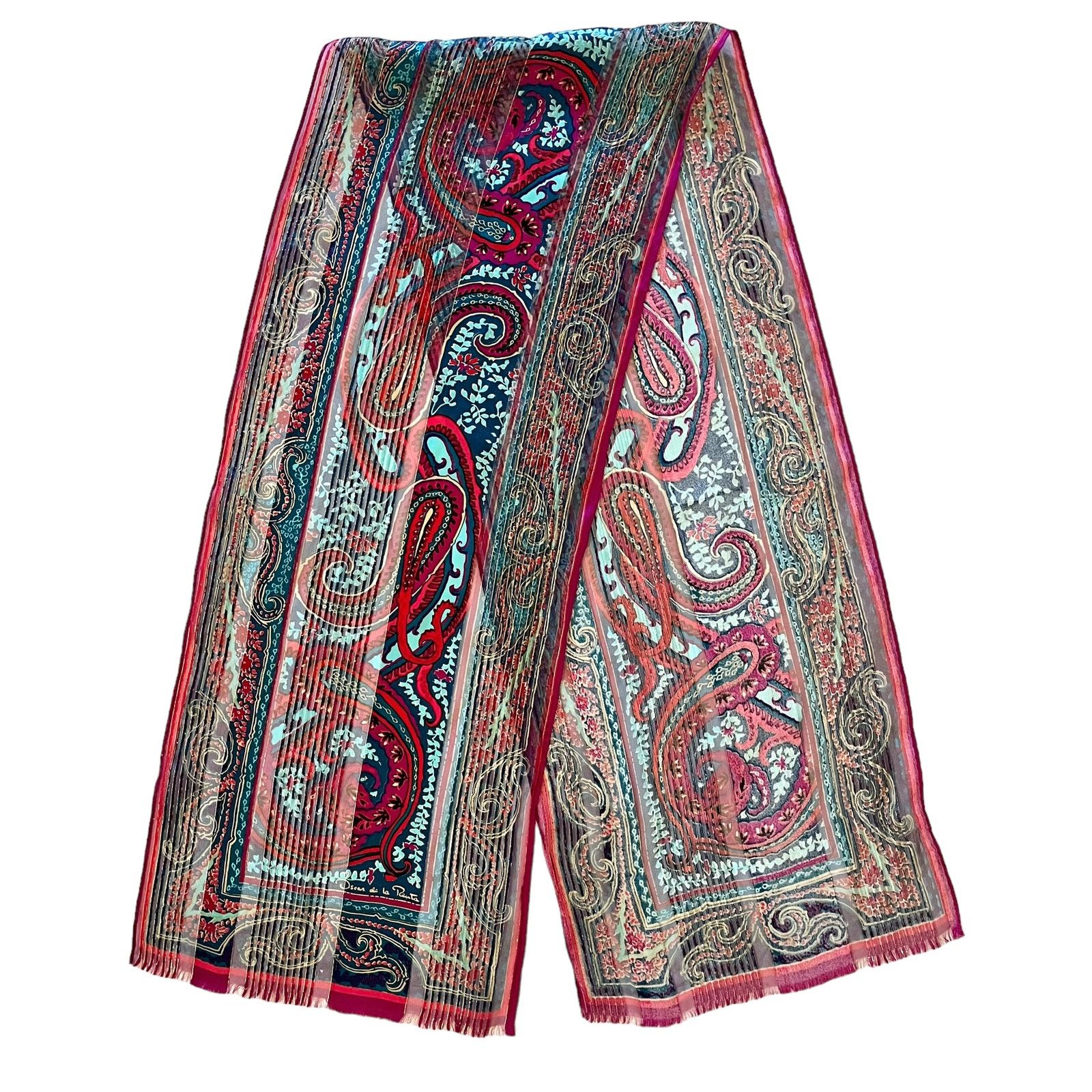 Oscar De La Renta × Vintage Oscar de la Renta Vintage Paisley Metallic Gold Silk Scarf Size ONE SIZE - 1 Thumbnail